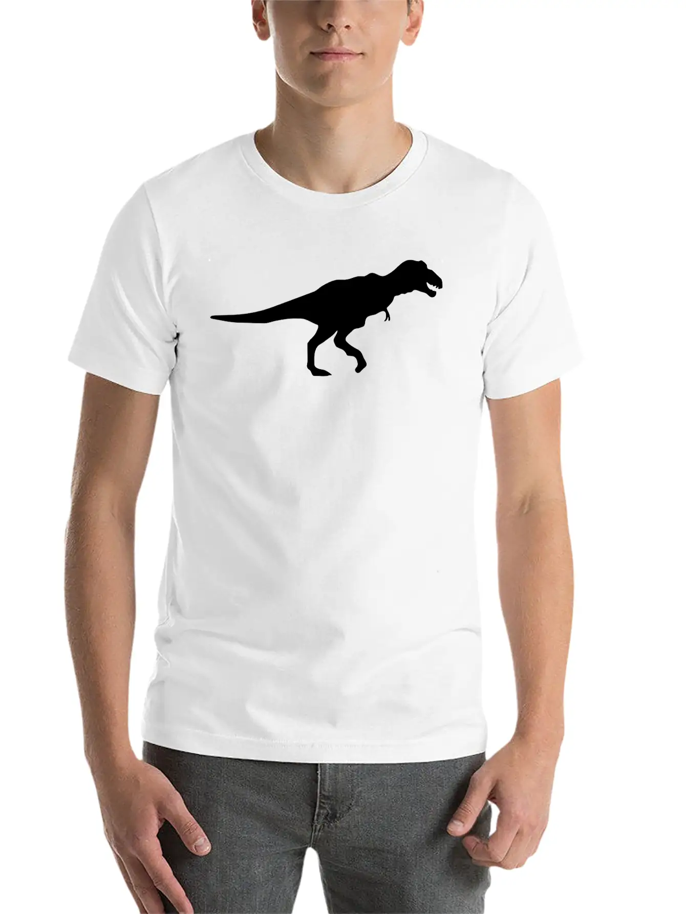 Dinosaur Vector Silhouette Basic Graphic T-Shirt ¨C Daily Comfort In Soft Cotton