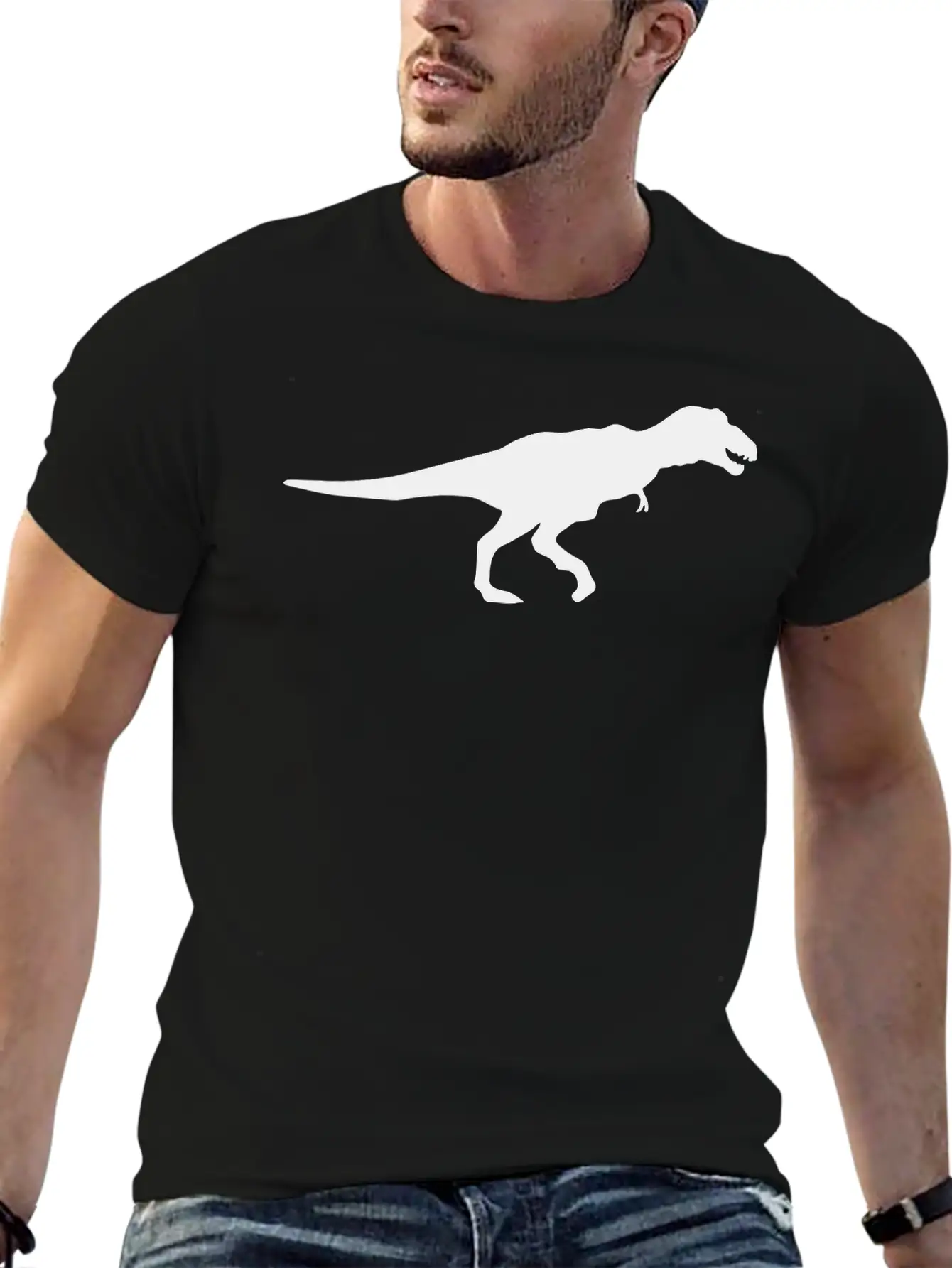Dinosaur Vector Silhouette Basic Graphic T-Shirt ¨C Daily Comfort In Soft Cotton