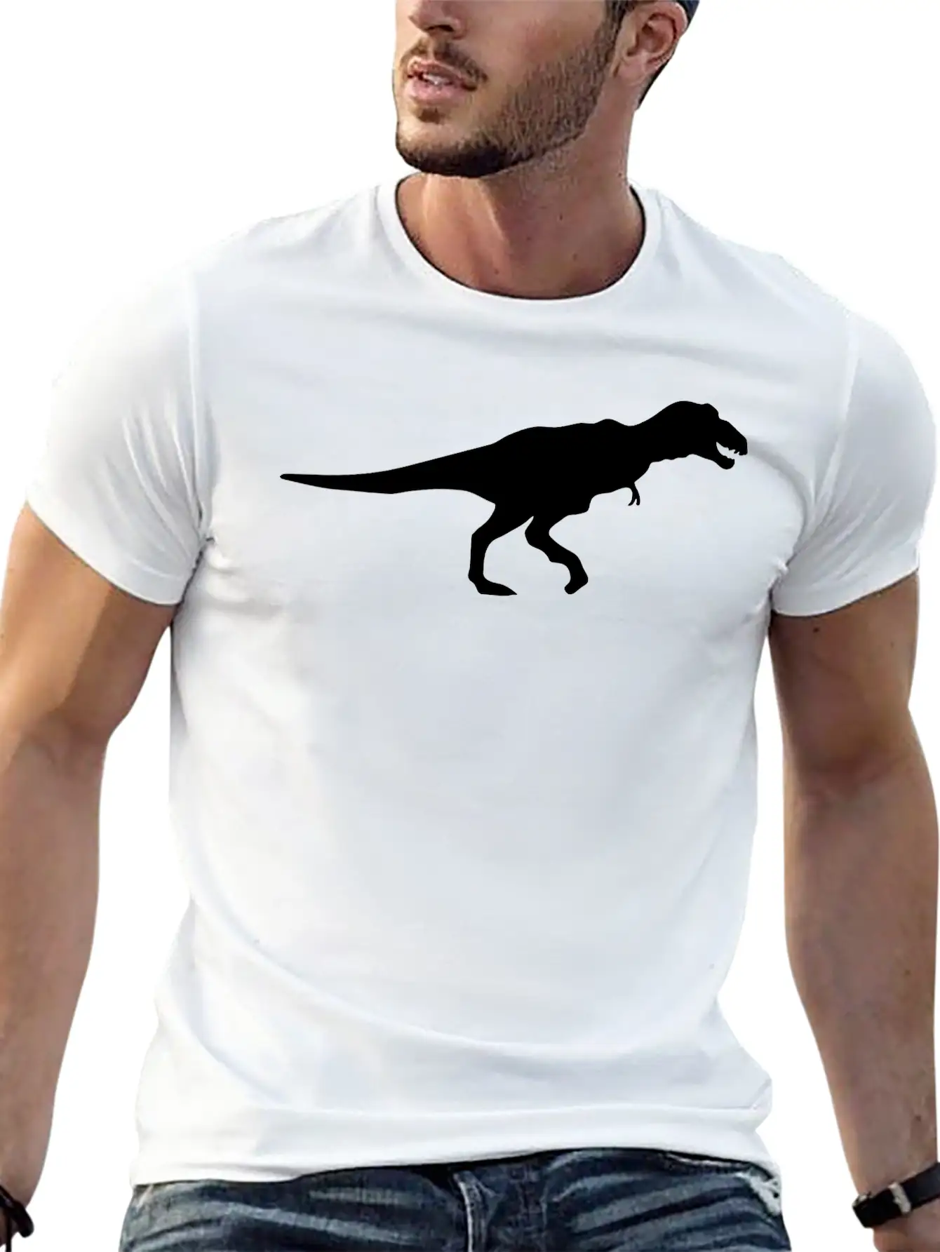 Dinosaur Vector Silhouette Basic Graphic T-Shirt ¨C Daily Comfort In Soft Cotton
