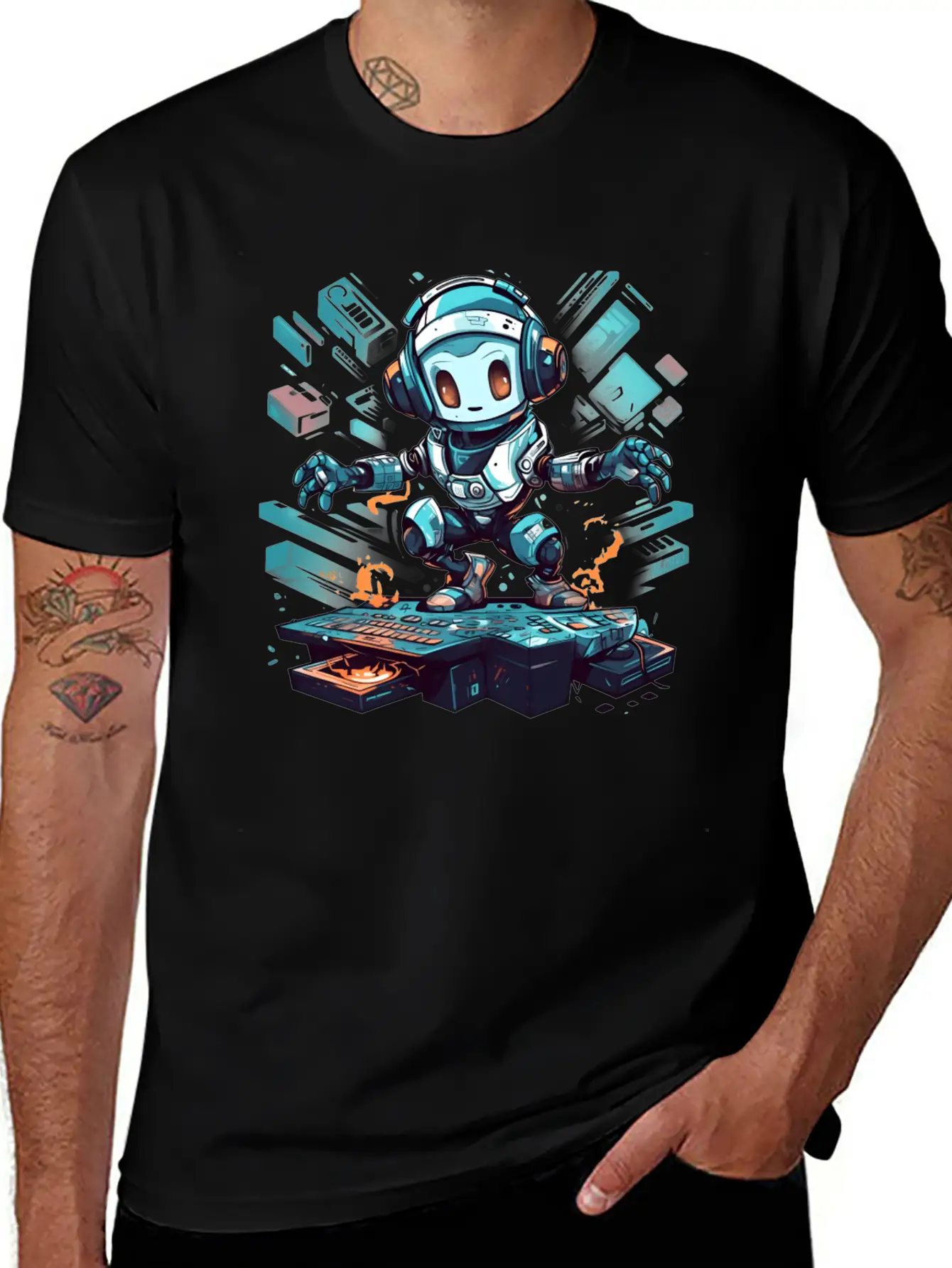 Disco Bot Groove Essential Cotton Tee For Daily Outfits ¨C Unisex Style