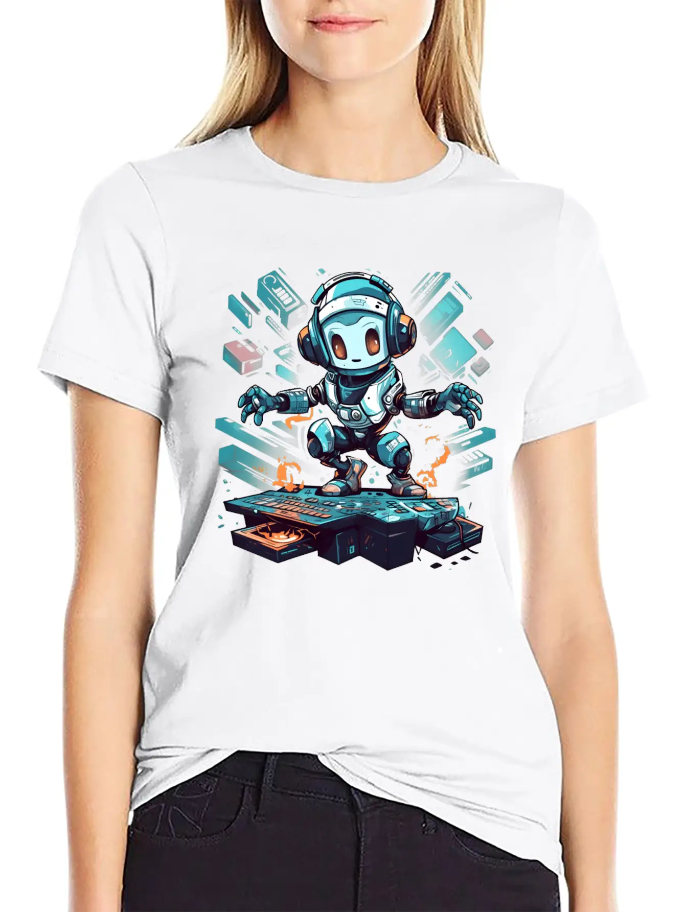 Disco Bot Groove Essential Cotton Tee For Daily Outfits ¨C Unisex Style
