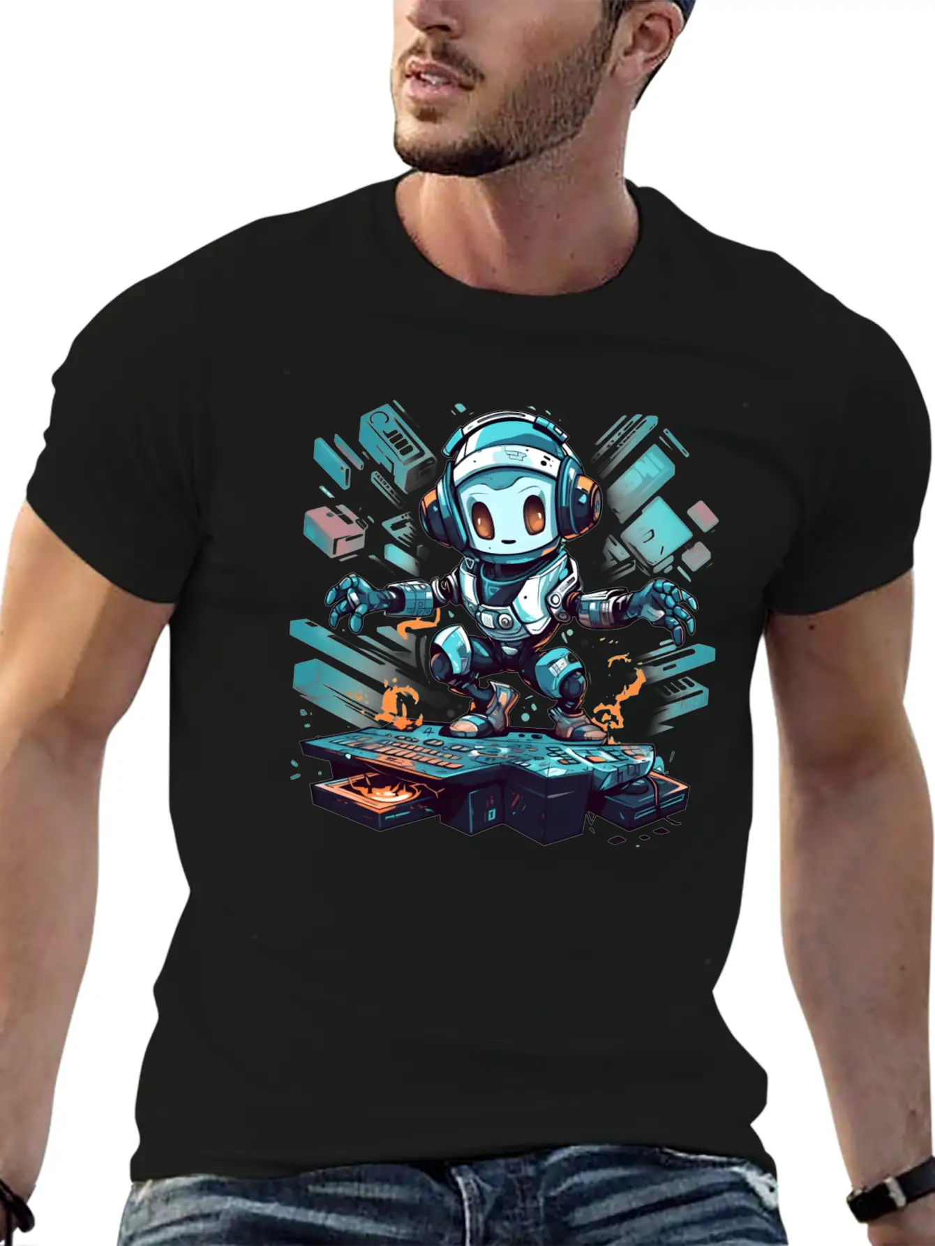 Disco Bot Groove Essential Cotton Tee For Daily Outfits ¨C Unisex Style