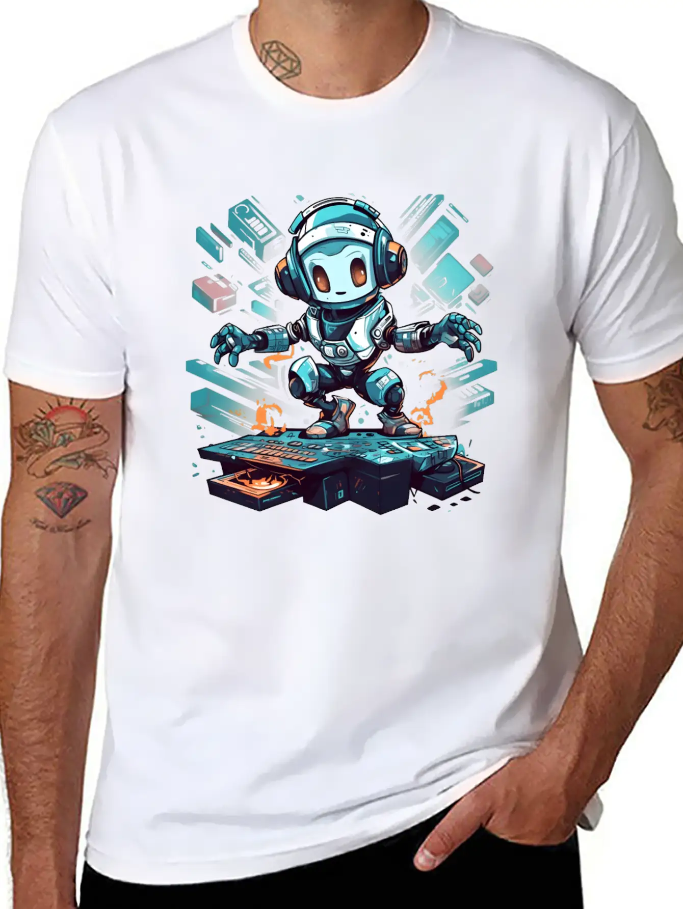 Disco Bot Groove Essential Cotton Tee For Daily Outfits ¨C Unisex Style