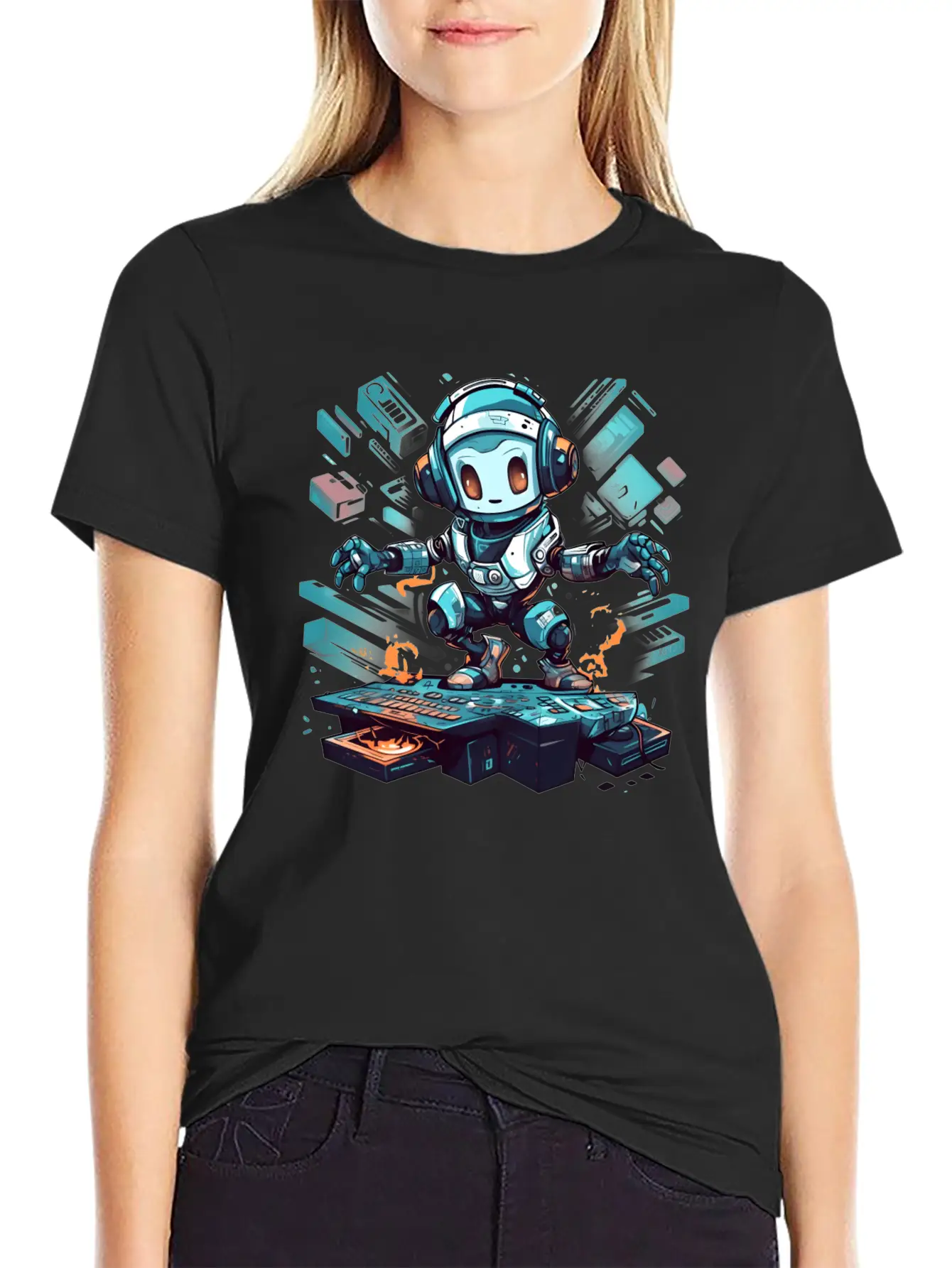 Disco Bot Groove Essential Cotton Tee For Daily Outfits ¨C Unisex Style