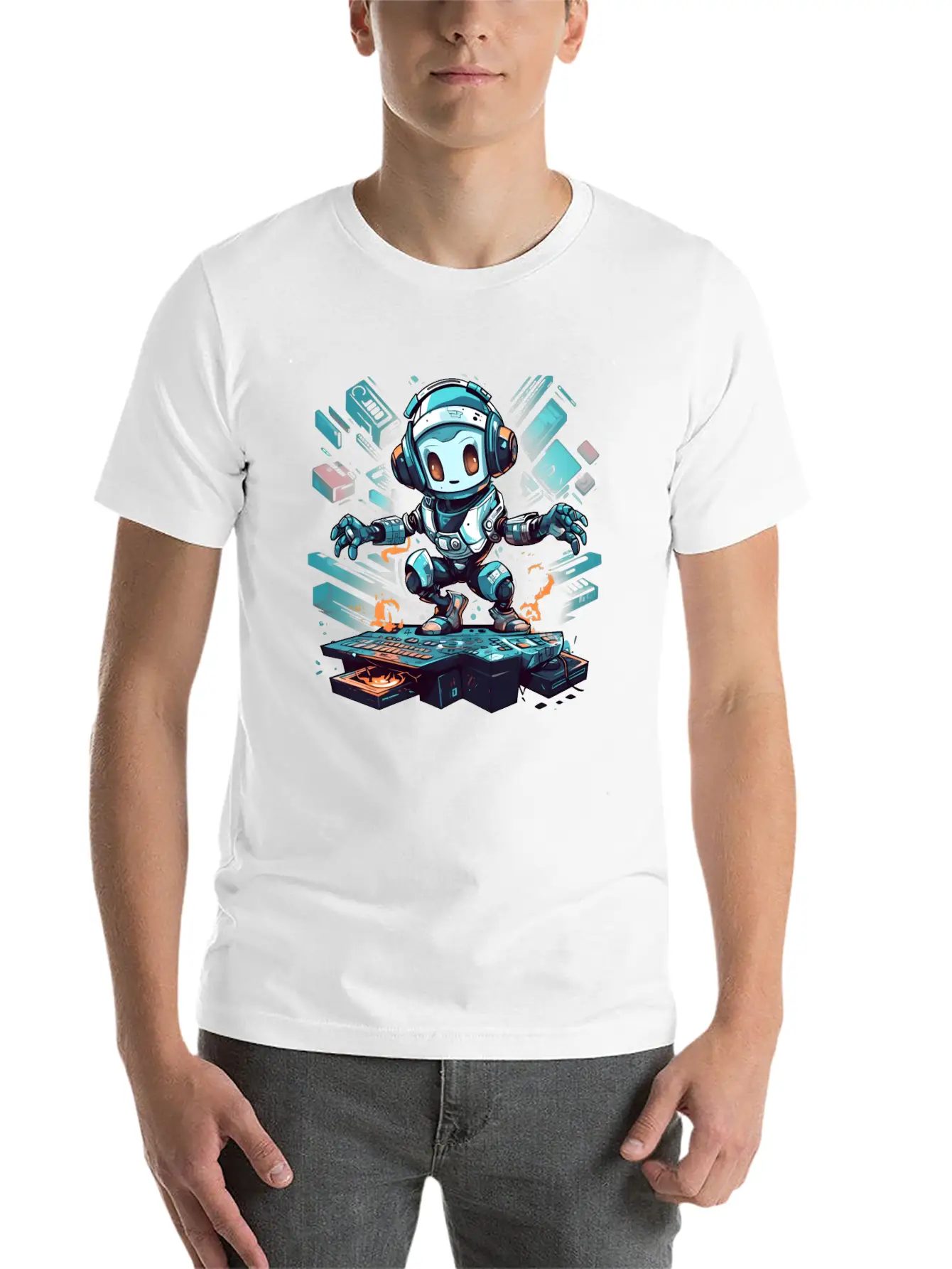 Disco Bot Groove Essential Cotton Tee For Daily Outfits ¨C Unisex Style