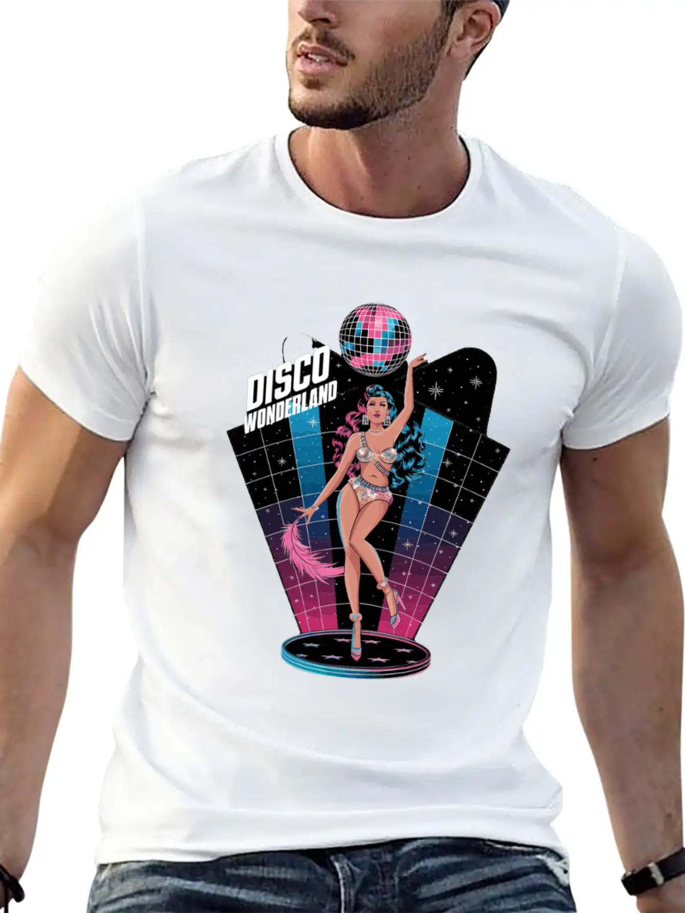 Disco Wonderland Retro Vibes Glamour Dance Fever Essential Cotton Tee For Daily Outfits ¨C Unisex Style