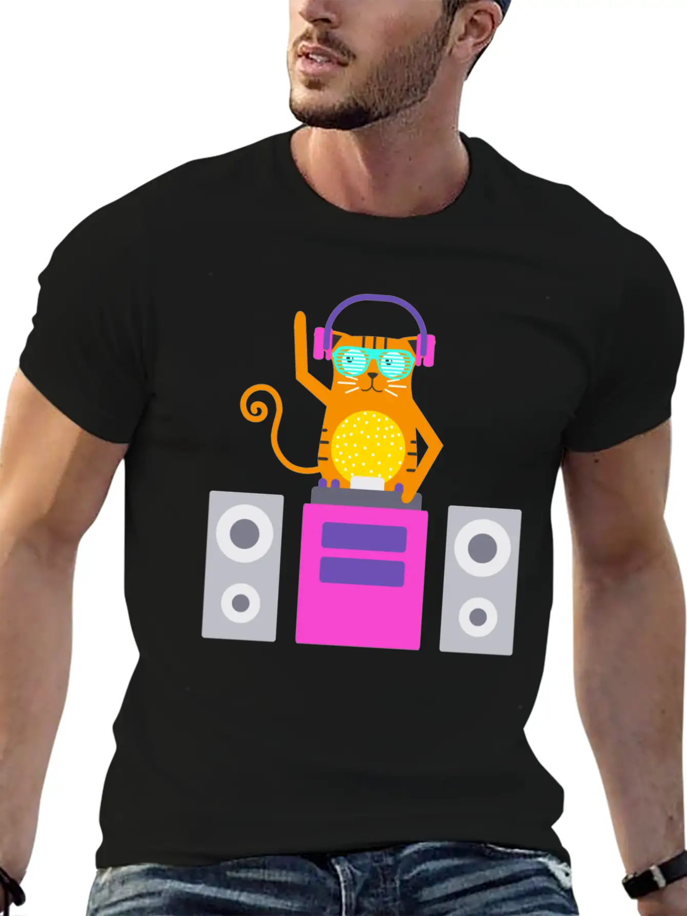 DJ Cat Basic Graphic T-Shirt ¨C Daily Comfort In Soft Cotton