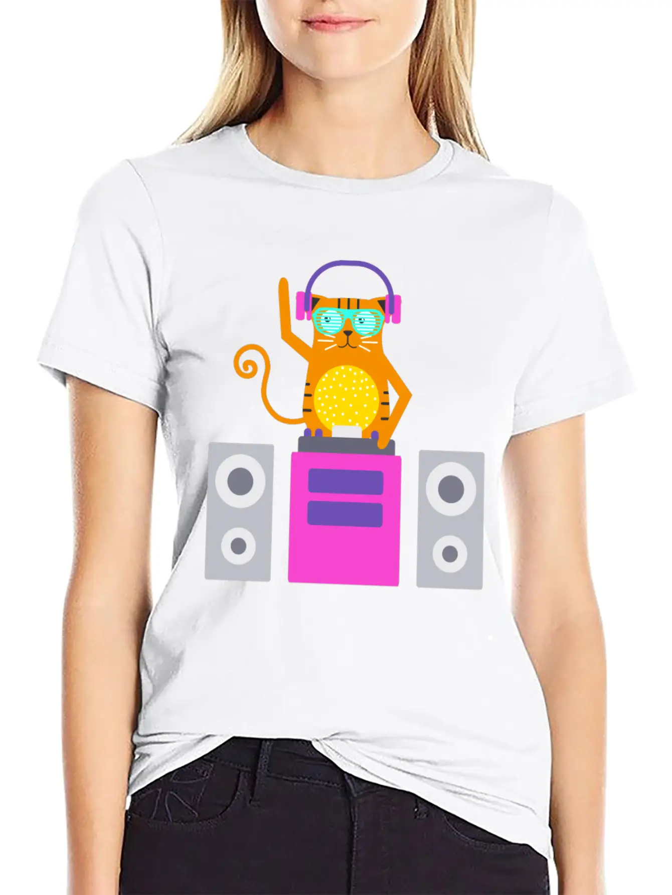 DJ Cat Basic Graphic T-Shirt ¨C Daily Comfort In Soft Cotton