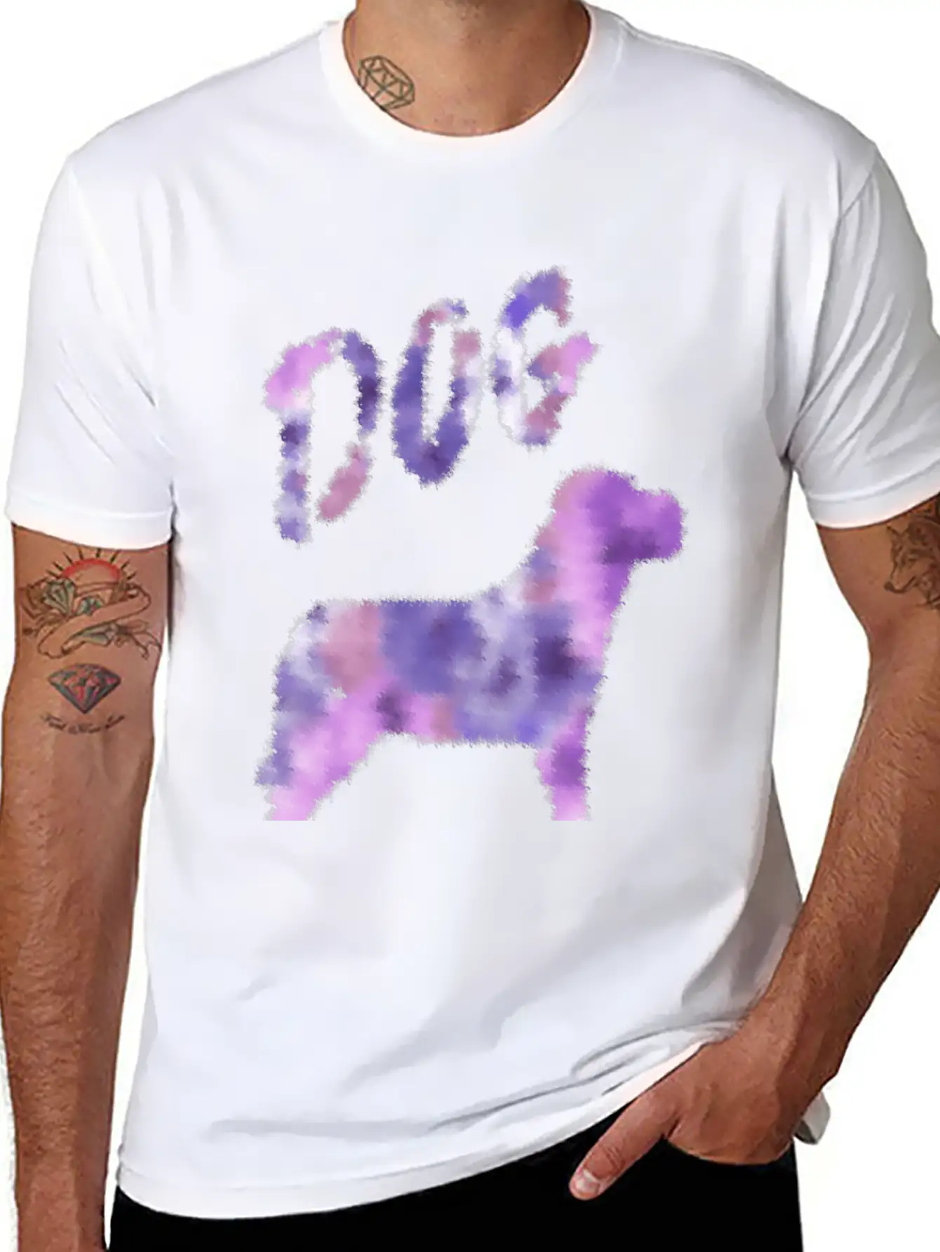 Dog Colorful Ink Painting Soft Cotton Short Sleeve Tee ¨C Unisex Wardrobe Staple