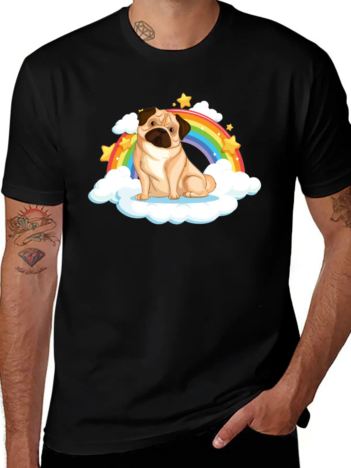Dog Rainbow Soft Cotton Short Sleeve Tee ¨C Unisex Wardrobe Staple