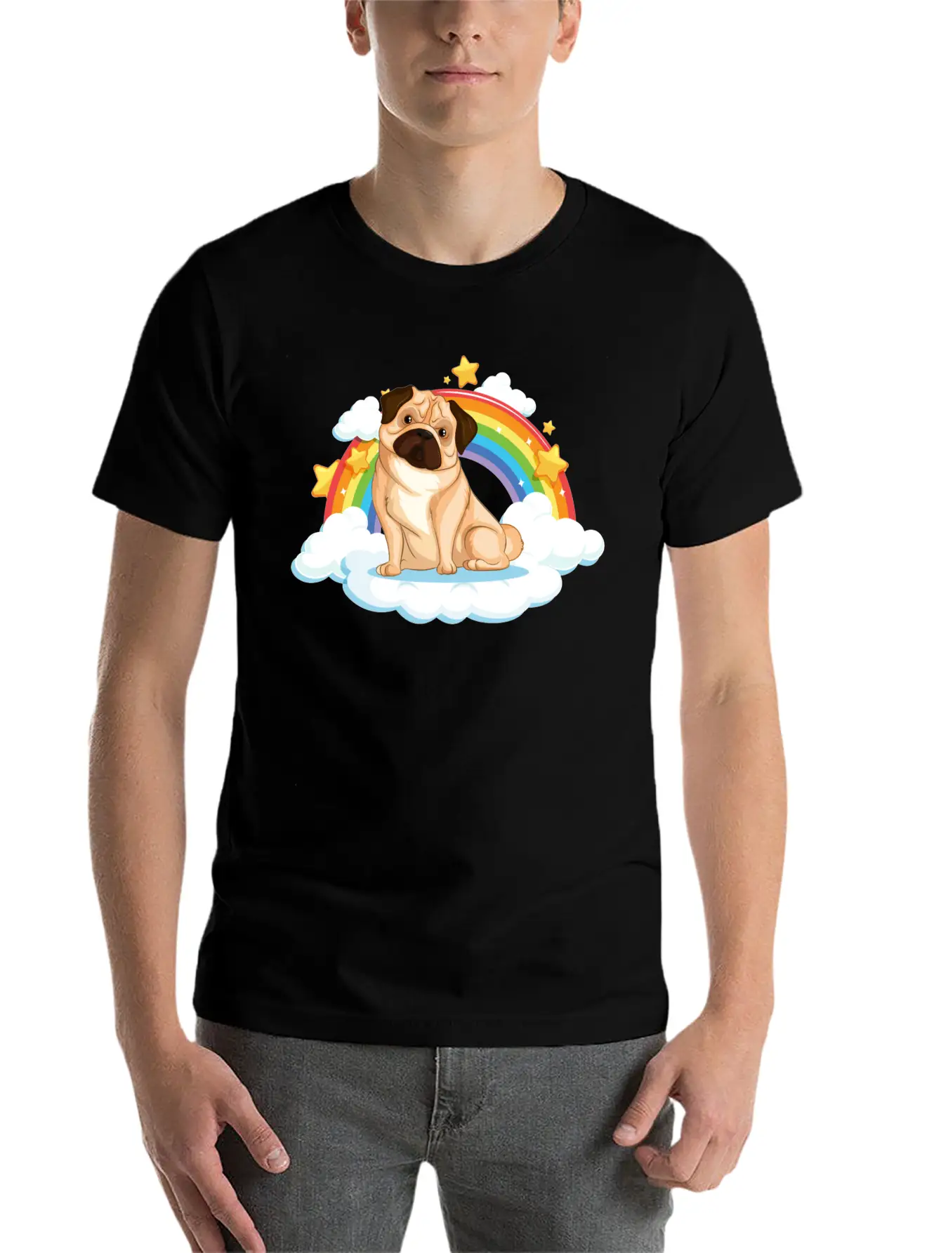 Dog Rainbow Soft Cotton Short Sleeve Tee ¨C Unisex Wardrobe Staple