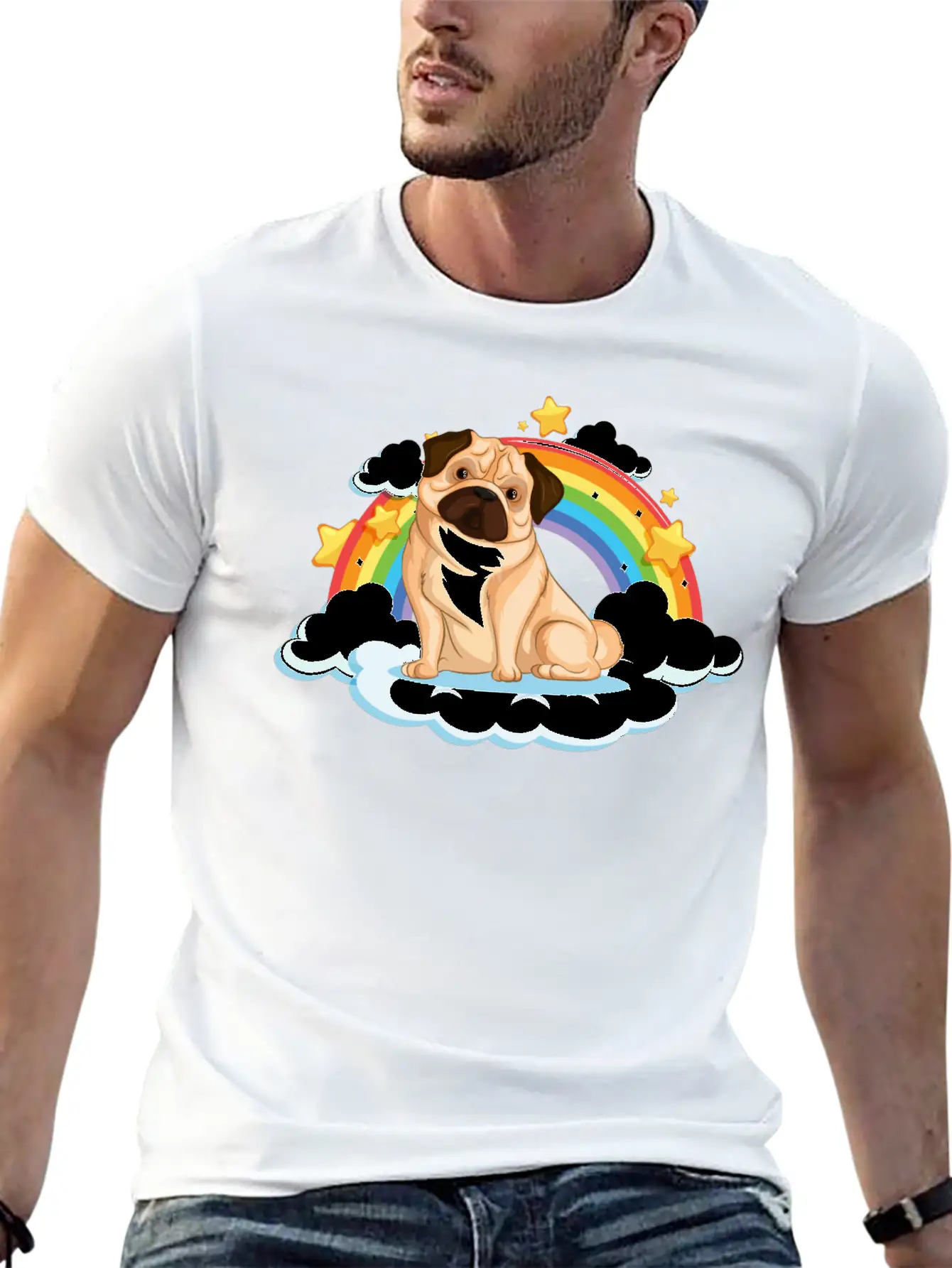 Dog Rainbow Soft Cotton Short Sleeve Tee ¨C Unisex Wardrobe Staple