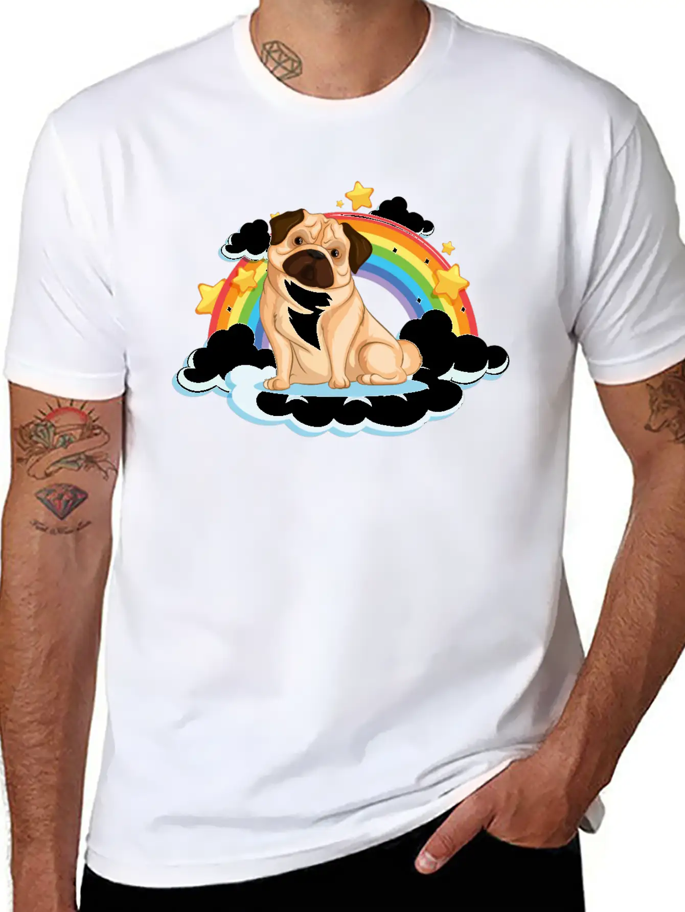 Dog Rainbow Soft Cotton Short Sleeve Tee ¨C Unisex Wardrobe Staple