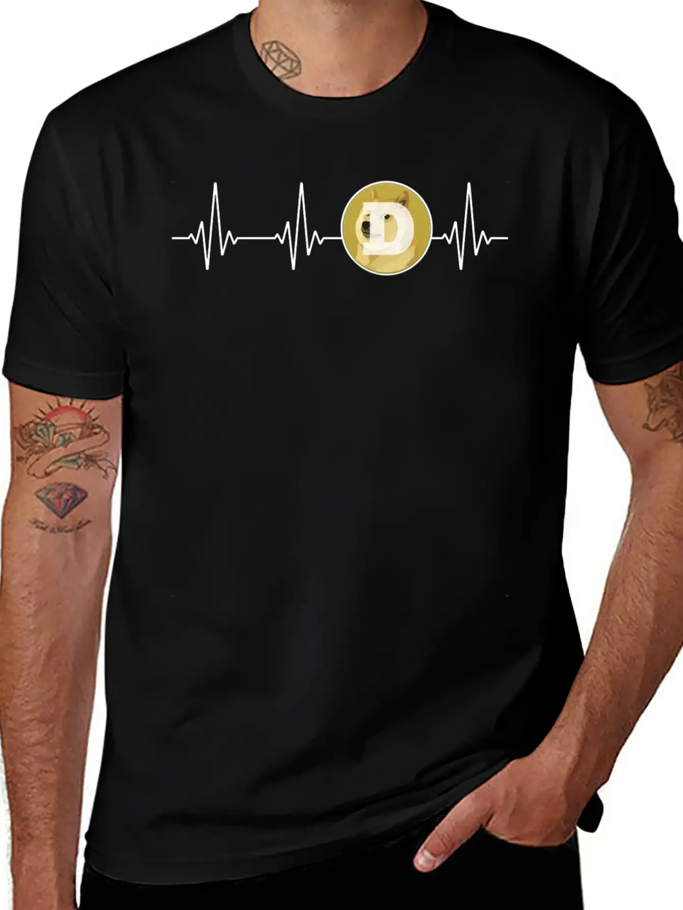 Dogecoin Love Heartbeat DOGE Cryptocurrency Essential Cotton Tee For Daily Outfits ¨C Unisex Style