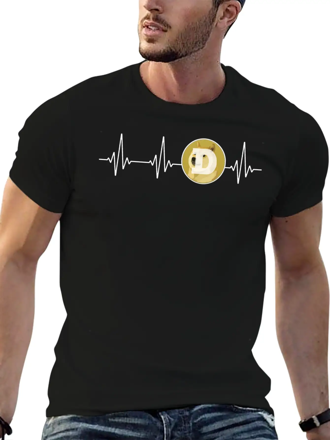 Dogecoin Love Heartbeat DOGE Cryptocurrency Essential Cotton Tee For Daily Outfits ¨C Unisex Style