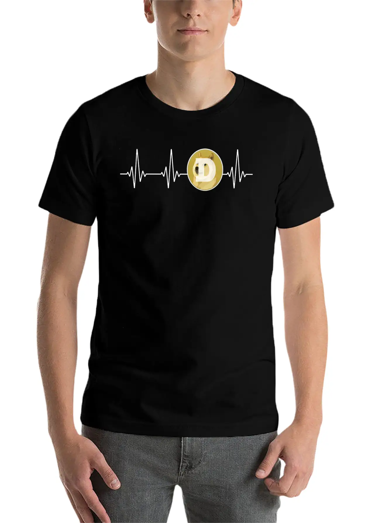 Dogecoin Love Heartbeat DOGE Cryptocurrency Essential Cotton Tee For Daily Outfits ¨C Unisex Style