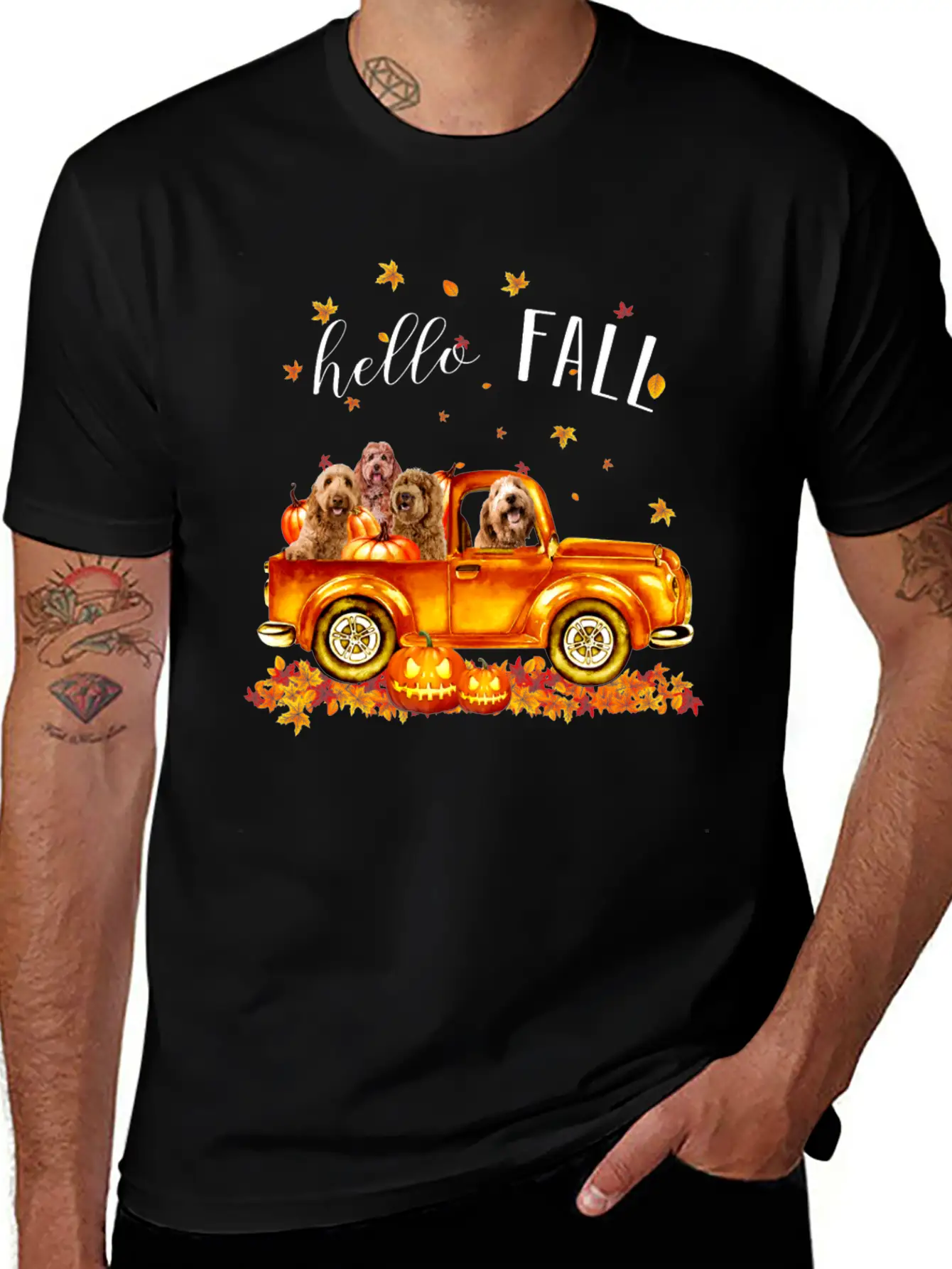 Doodle Hello Fall Doodles In Car Pumpkin Unisex Casual T-Shirt ¨C Clean Design For Daily Comfort