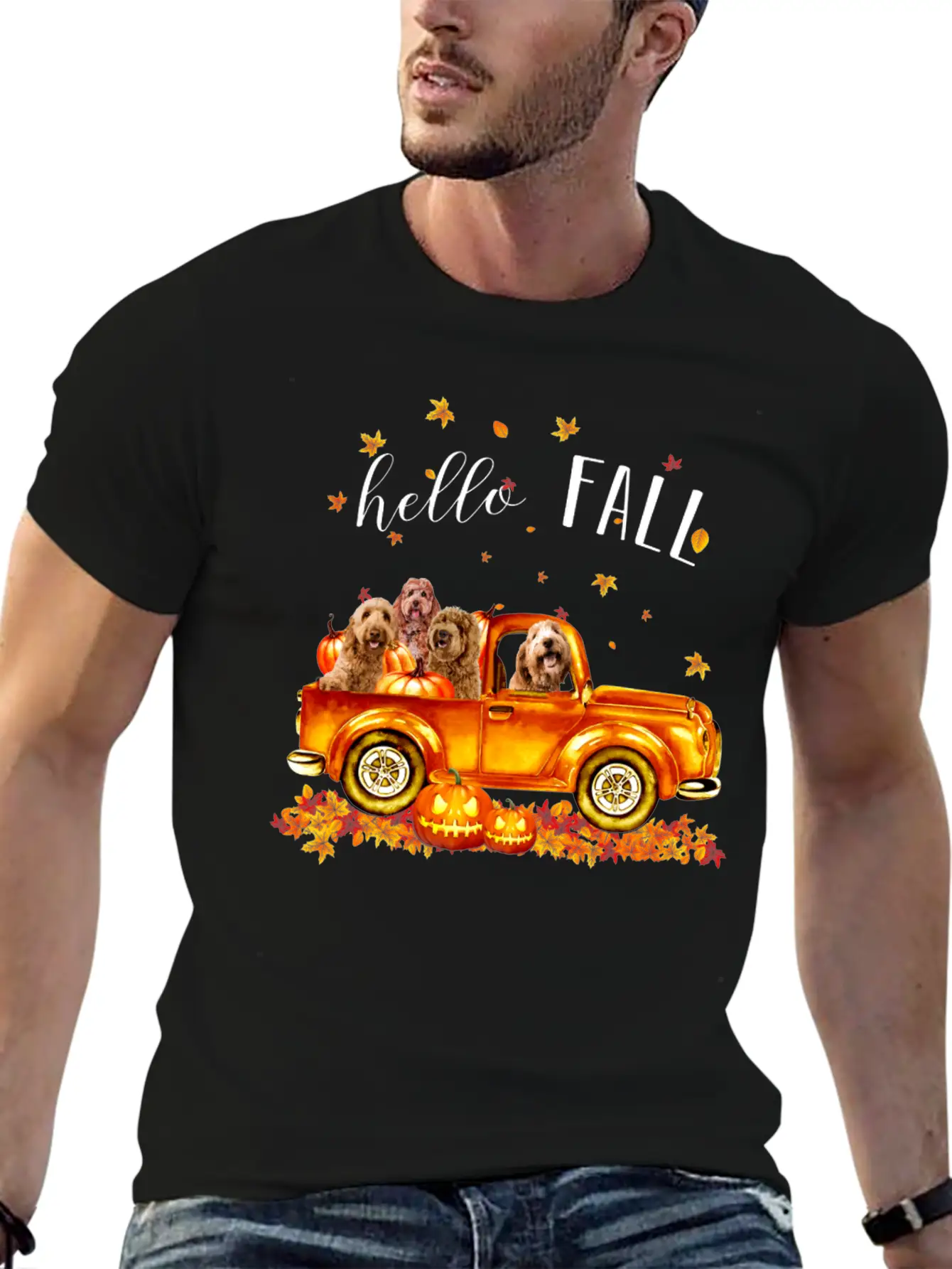 Doodle Hello Fall Doodles In Car Pumpkin Unisex Casual T-Shirt ¨C Clean Design For Daily Comfort