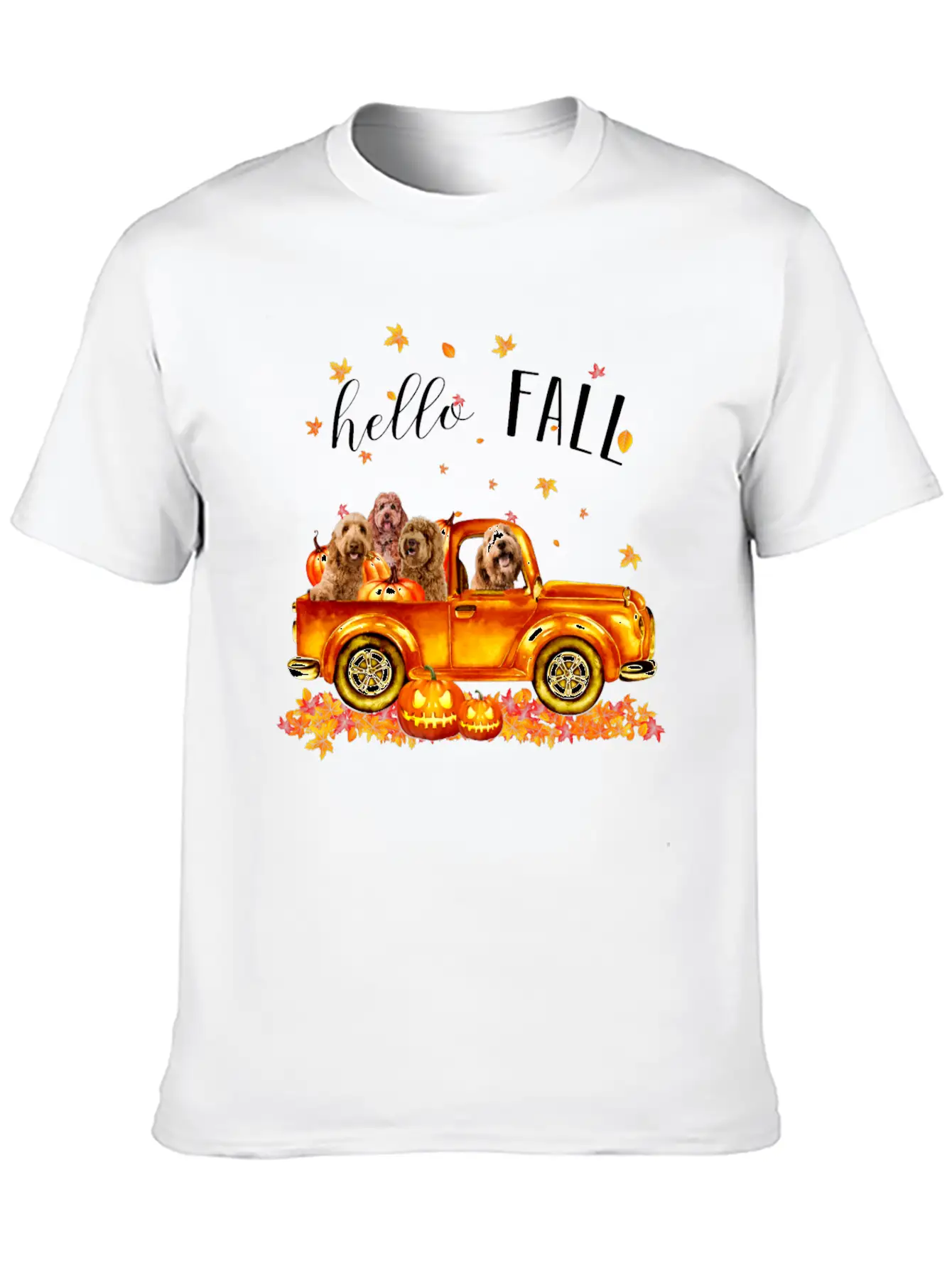 Doodle Hello Fall Doodles In Car Pumpkin Unisex Casual T-Shirt ¨C Clean Design For Daily Comfort