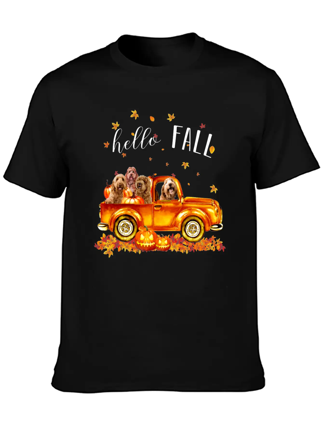 Doodle Hello Fall Doodles In Car Pumpkin Unisex Casual T-Shirt ¨C Clean Design For Daily Comfort
