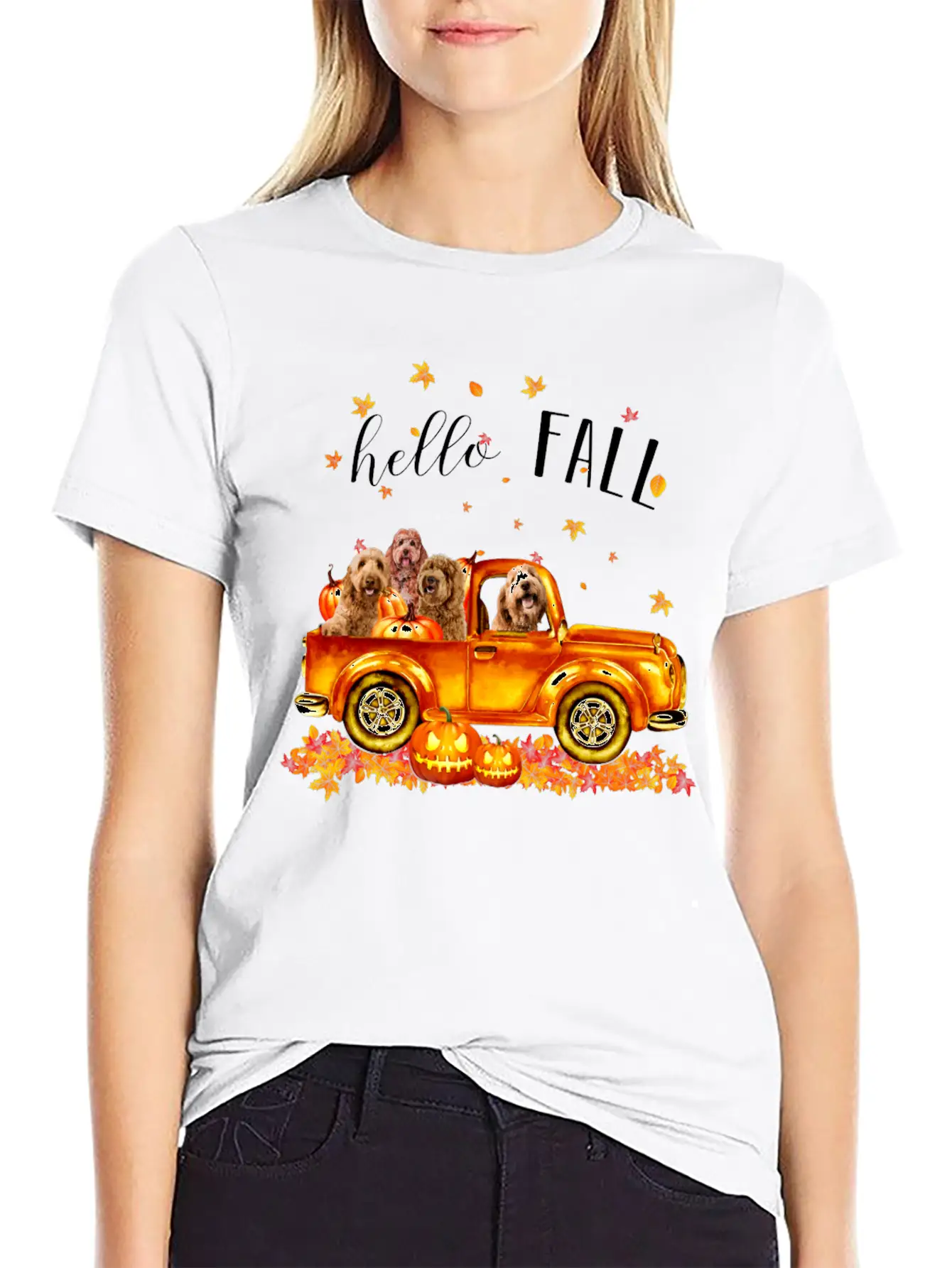 Doodle Hello Fall Doodles In Car Pumpkin Unisex Casual T-Shirt ¨C Clean Design For Daily Comfort