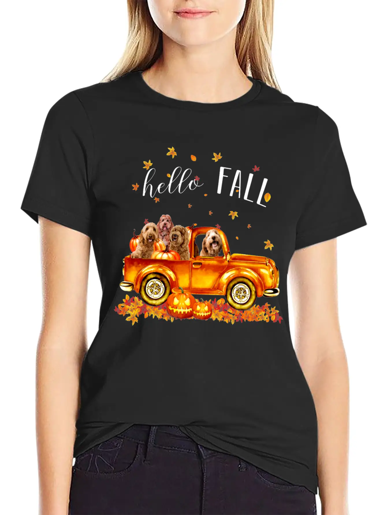 Doodle Hello Fall Doodles In Car Pumpkin Unisex Casual T-Shirt ¨C Clean Design For Daily Comfort