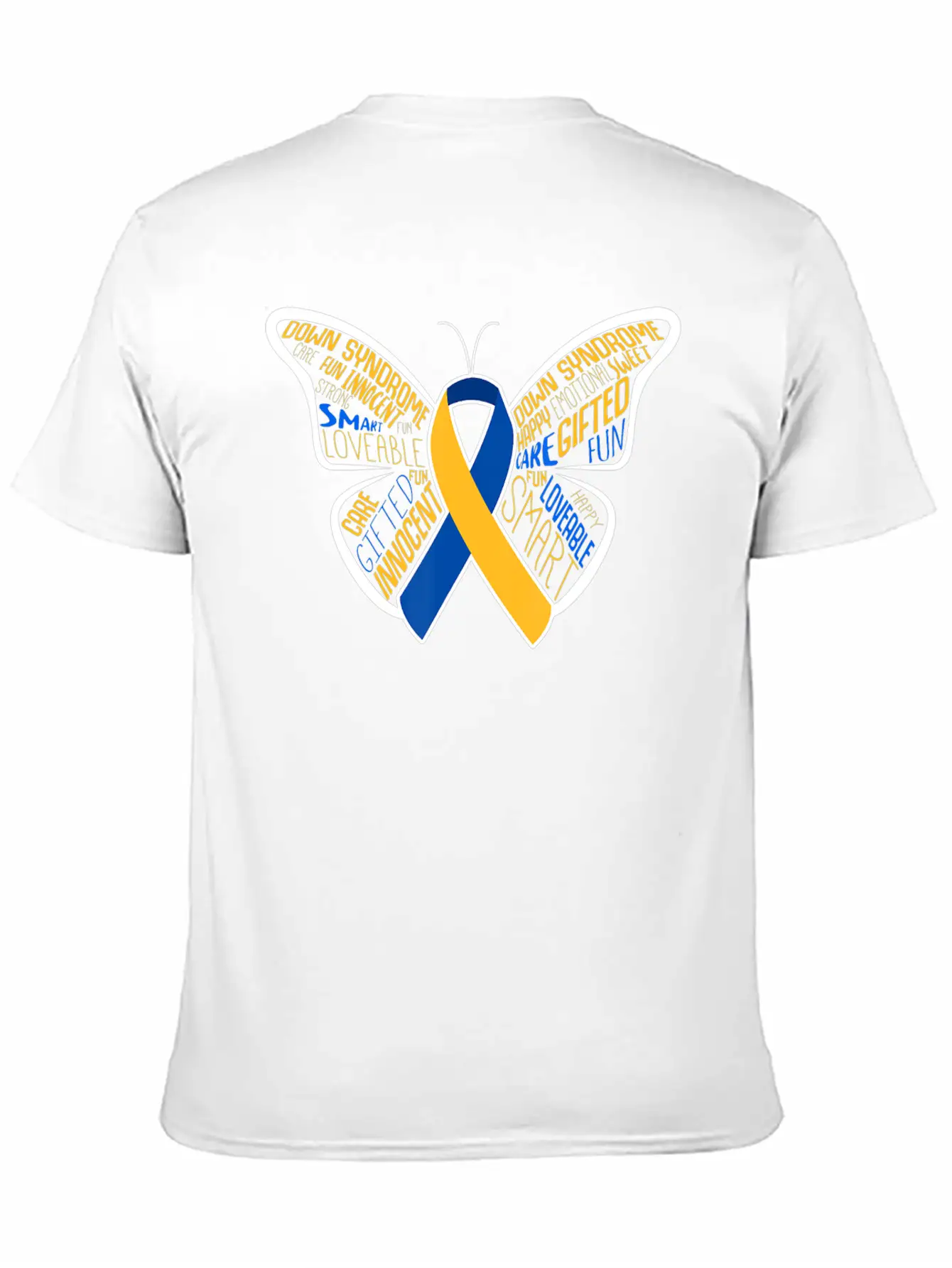 Down Syndrome Awareness Month Butterfly Word Cloud Essential Cotton Tee For Daily Outfits ¨C Unisex Style