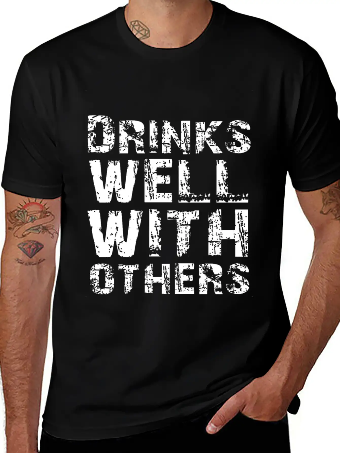 Drinks Well With Others Essential Cotton Tee For Daily Outfits ¨C Unisex Style