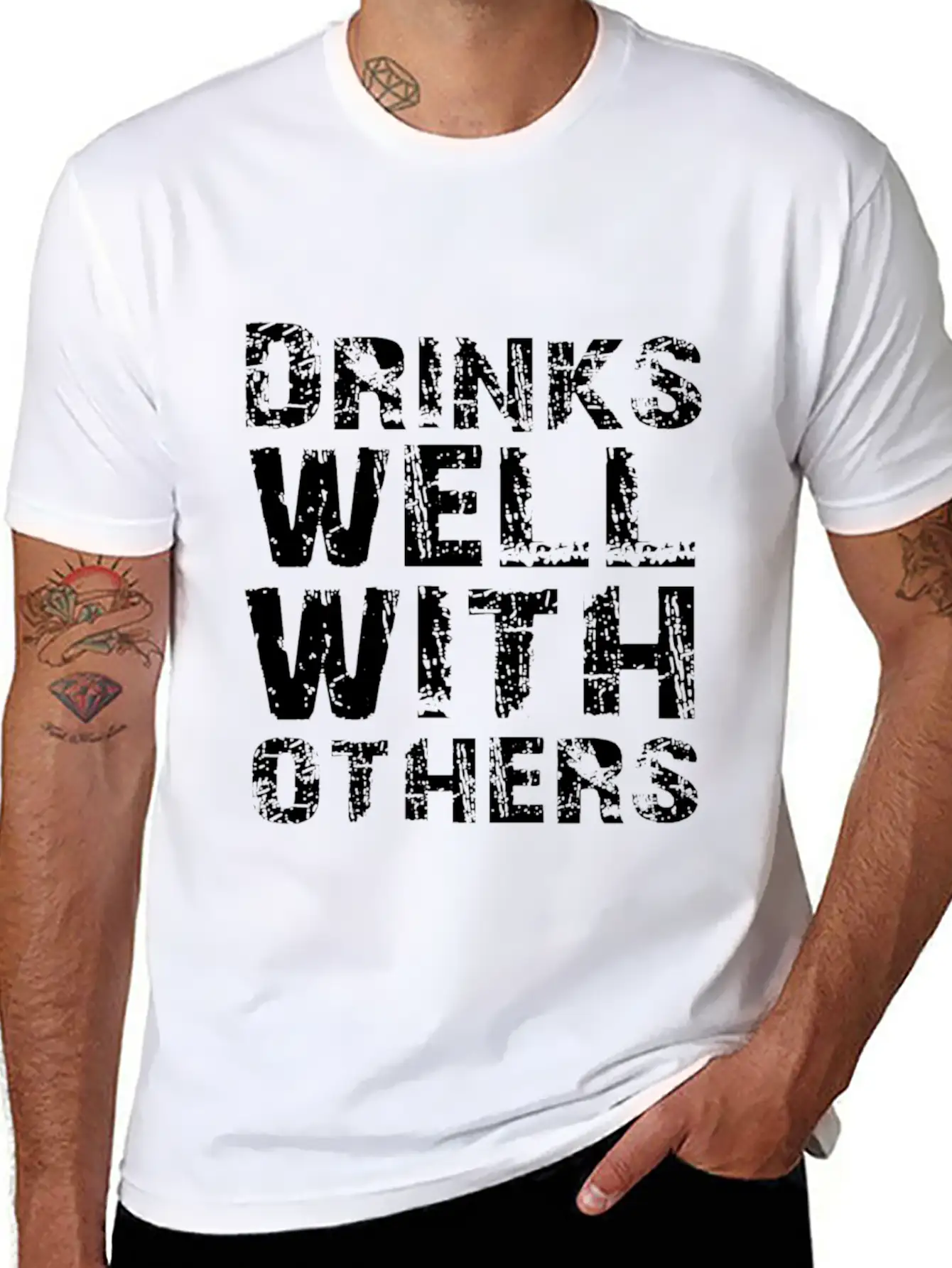 Drinks Well With Others Essential Cotton Tee For Daily Outfits ¨C Unisex Style