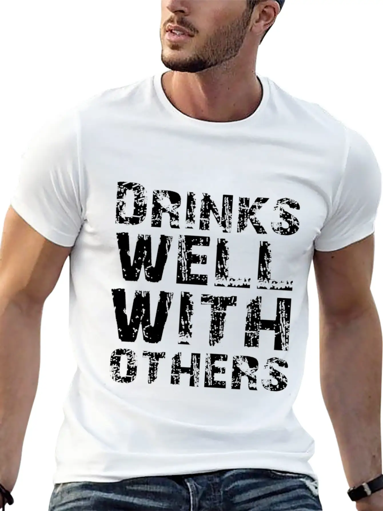 Drinks Well With Others Essential Cotton Tee For Daily Outfits ¨C Unisex Style