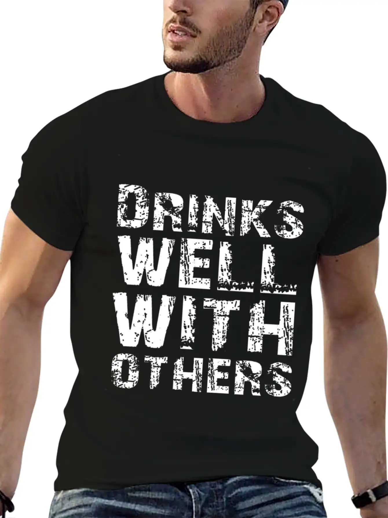 Drinks Well With Others Essential Cotton Tee For Daily Outfits ¨C Unisex Style