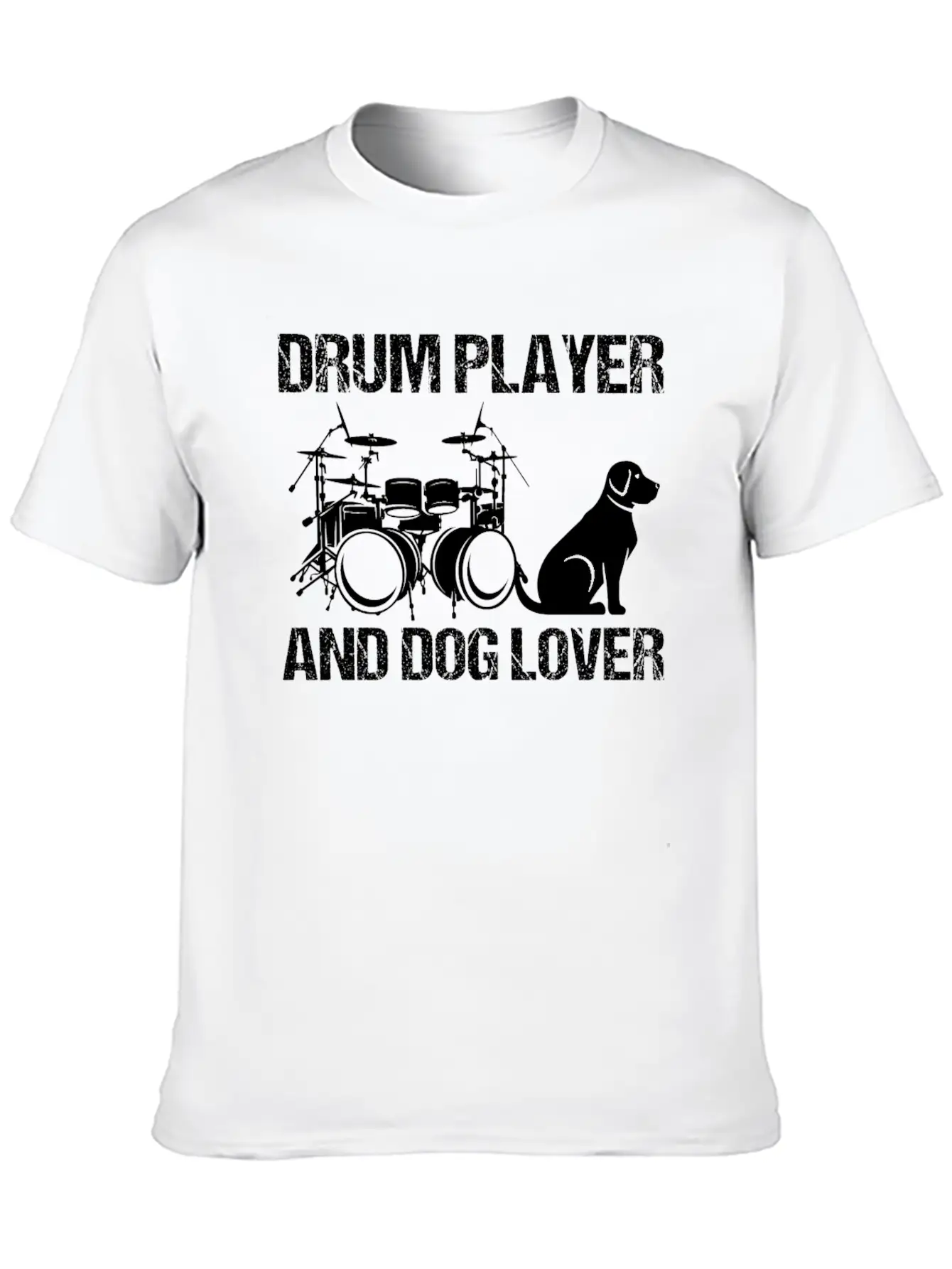 Drum Player And Dog Lover Drumming Musician Drums Basic Graphic T-Shirt ¨C Daily Comfort In Soft Cotton
