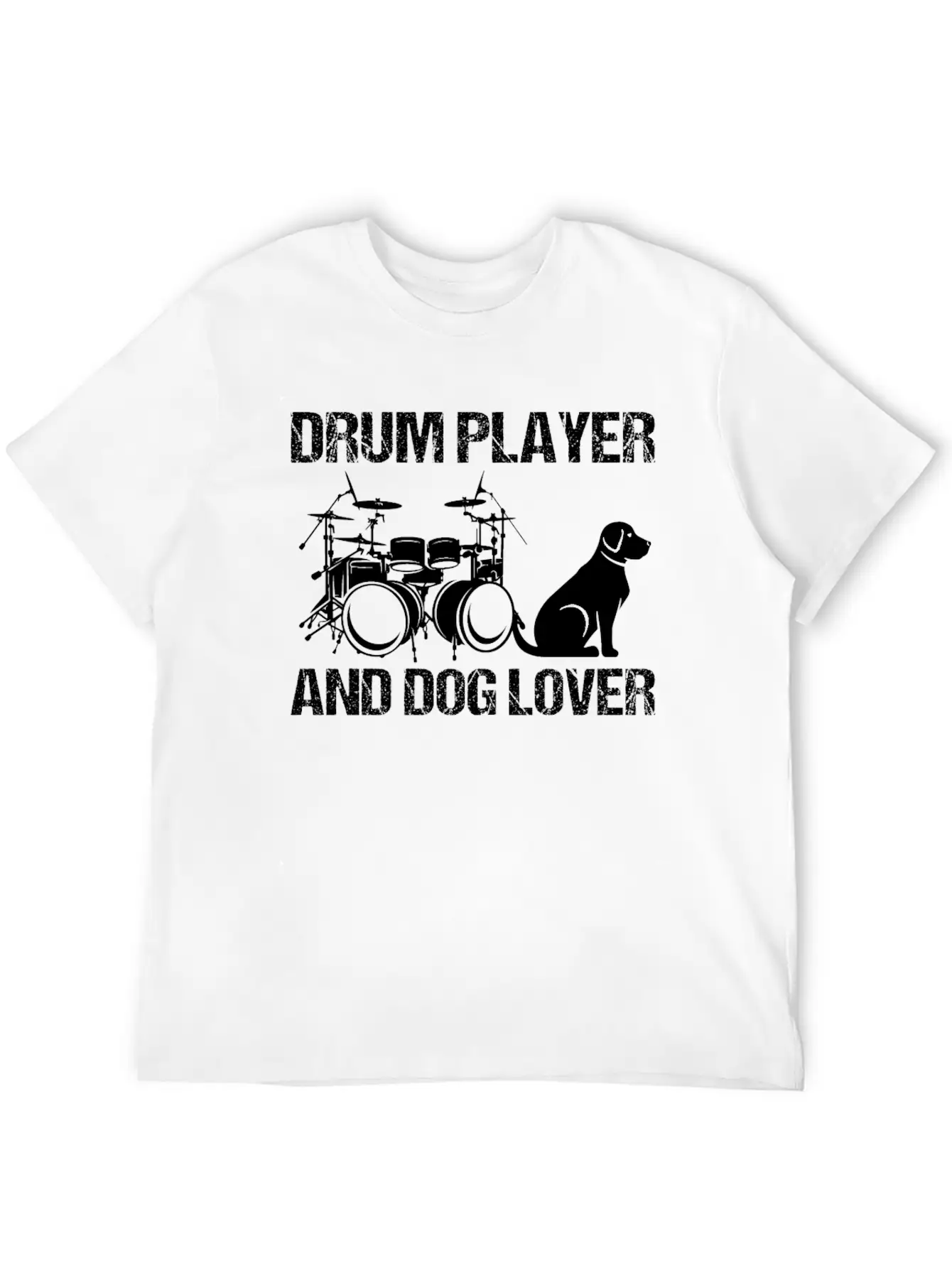 Drum Player And Dog Lover Drumming Musician Drums Basic Graphic T-Shirt ¨C Daily Comfort In Soft Cotton