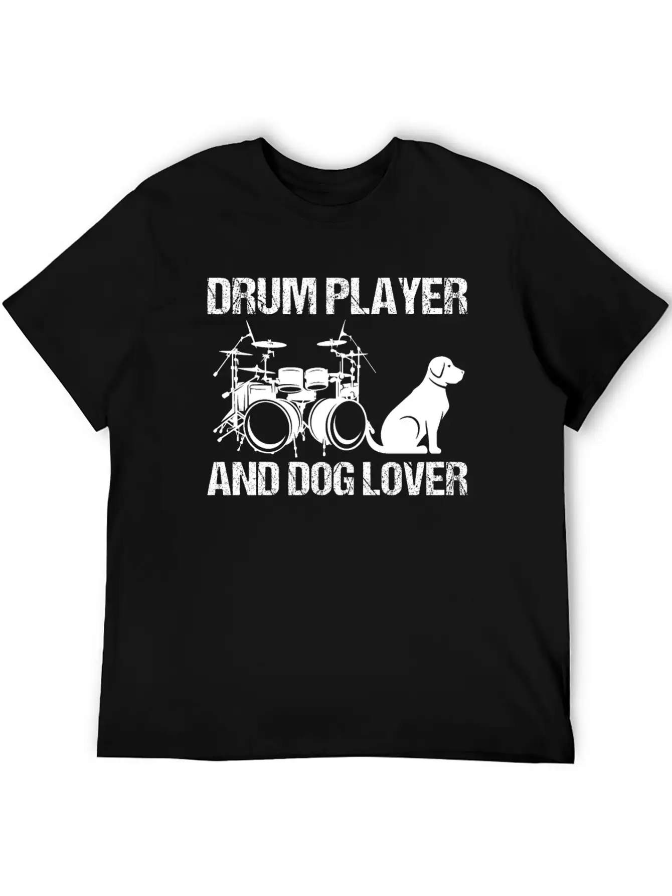 Drum Player And Dog Lover Drumming Musician Drums Basic Graphic T-Shirt ¨C Daily Comfort In Soft Cotton