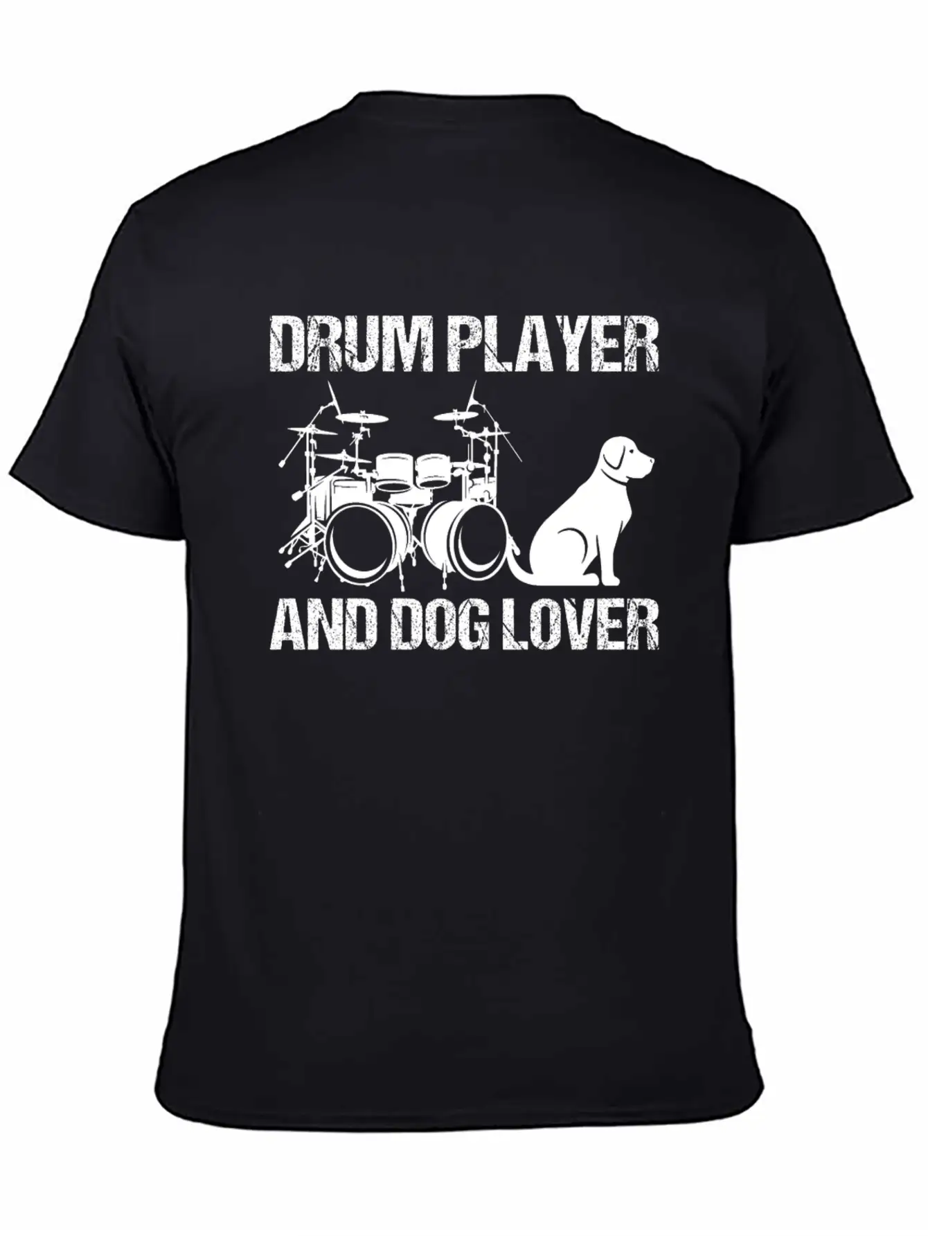 Drum Player And Dog Lover Drumming Musician Drums Basic Graphic T-Shirt ¨C Daily Comfort In Soft Cotton