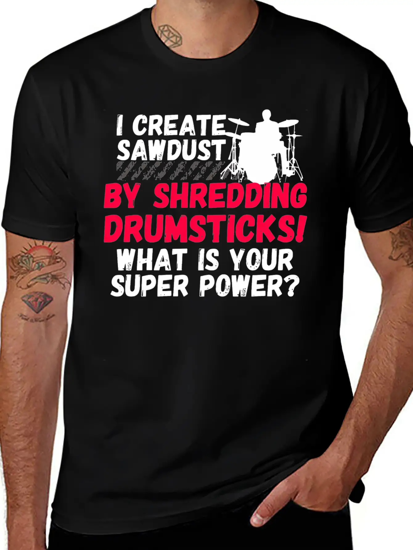 Drummer - Funny Drummers Essential Cotton Tee For Daily Outfits ¨C Unisex Style