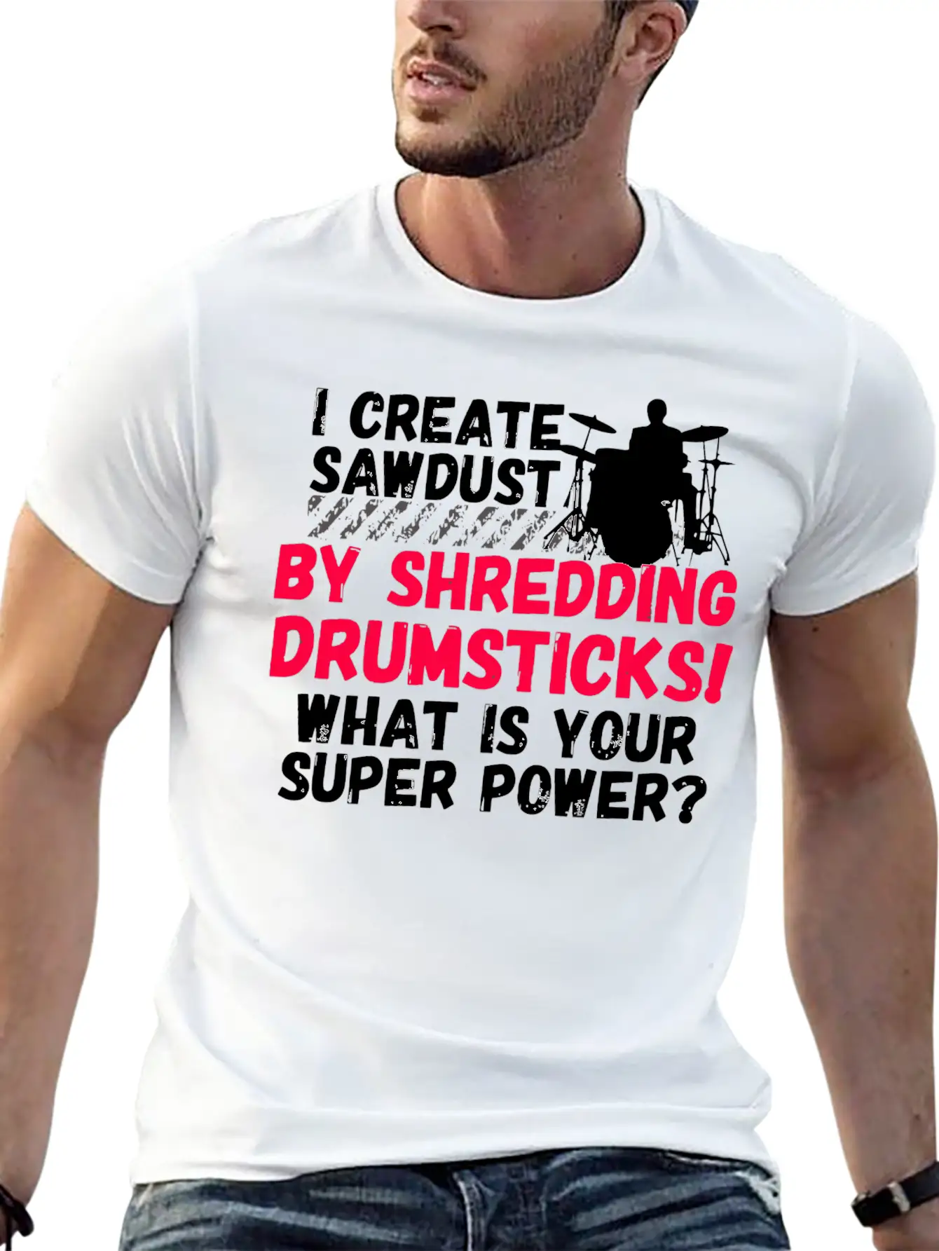 Drummer - Funny Drummers Essential Cotton Tee For Daily Outfits ¨C Unisex Style