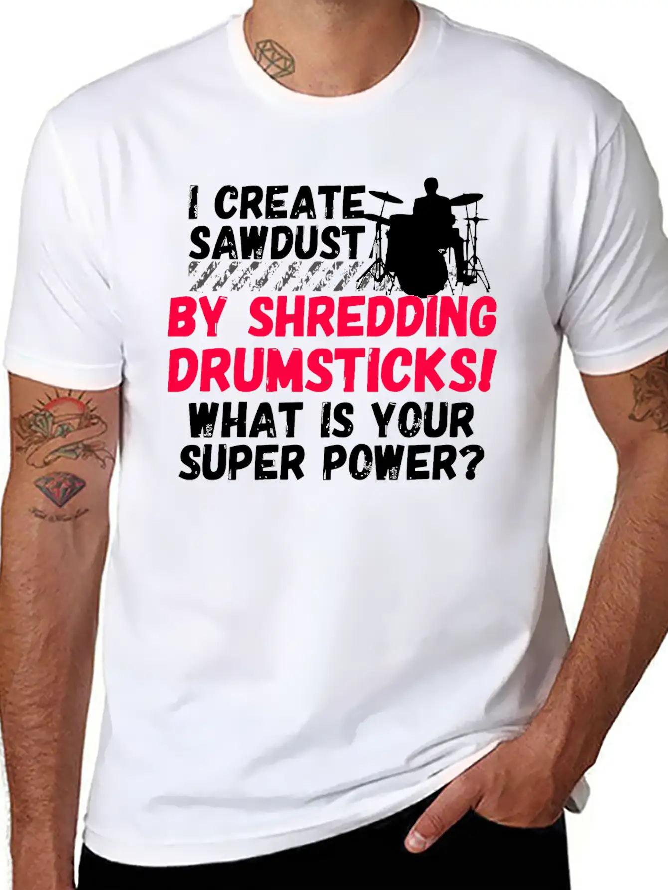 Drummer - Funny Drummers Essential Cotton Tee For Daily Outfits ¨C Unisex Style