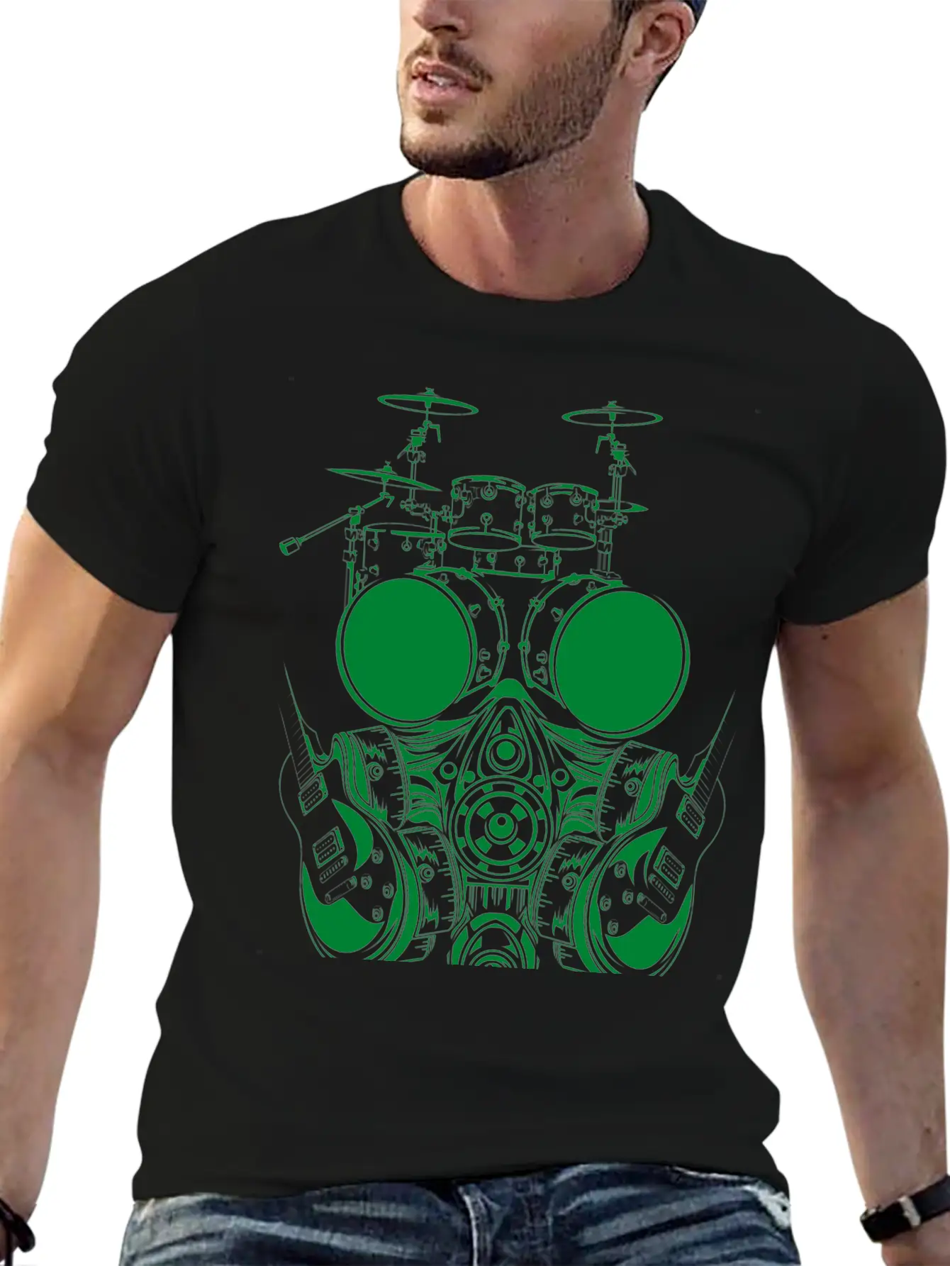 DRUMSET FACE SYMBOL Basic Graphic T-Shirt ¨C Daily Comfort In Soft Cotton