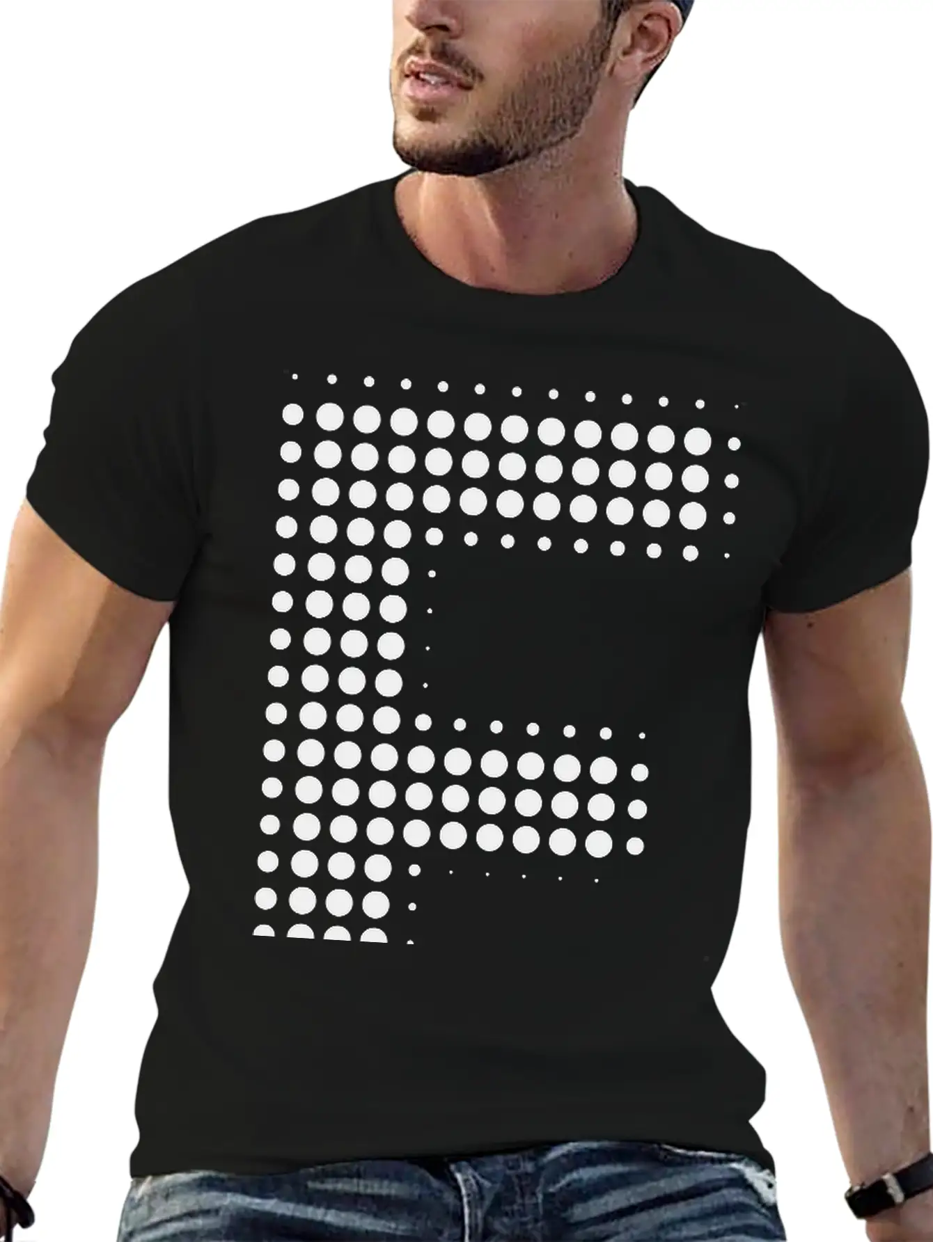 E Letter Dot Pattern Gift Essential Cotton Tee For Daily Outfits ¨C Unisex Style