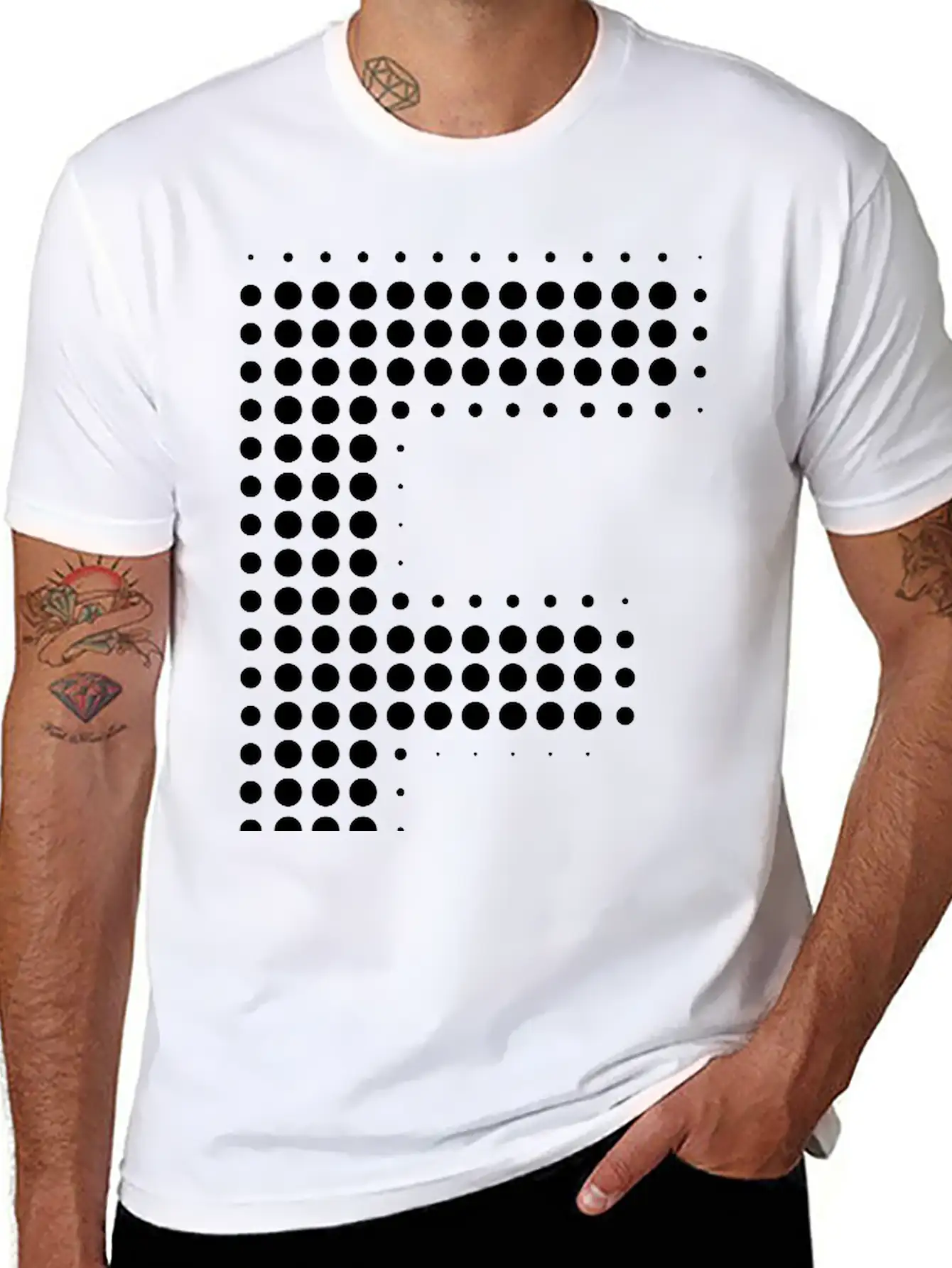 E Letter Dot Pattern Gift Essential Cotton Tee For Daily Outfits ¨C Unisex Style