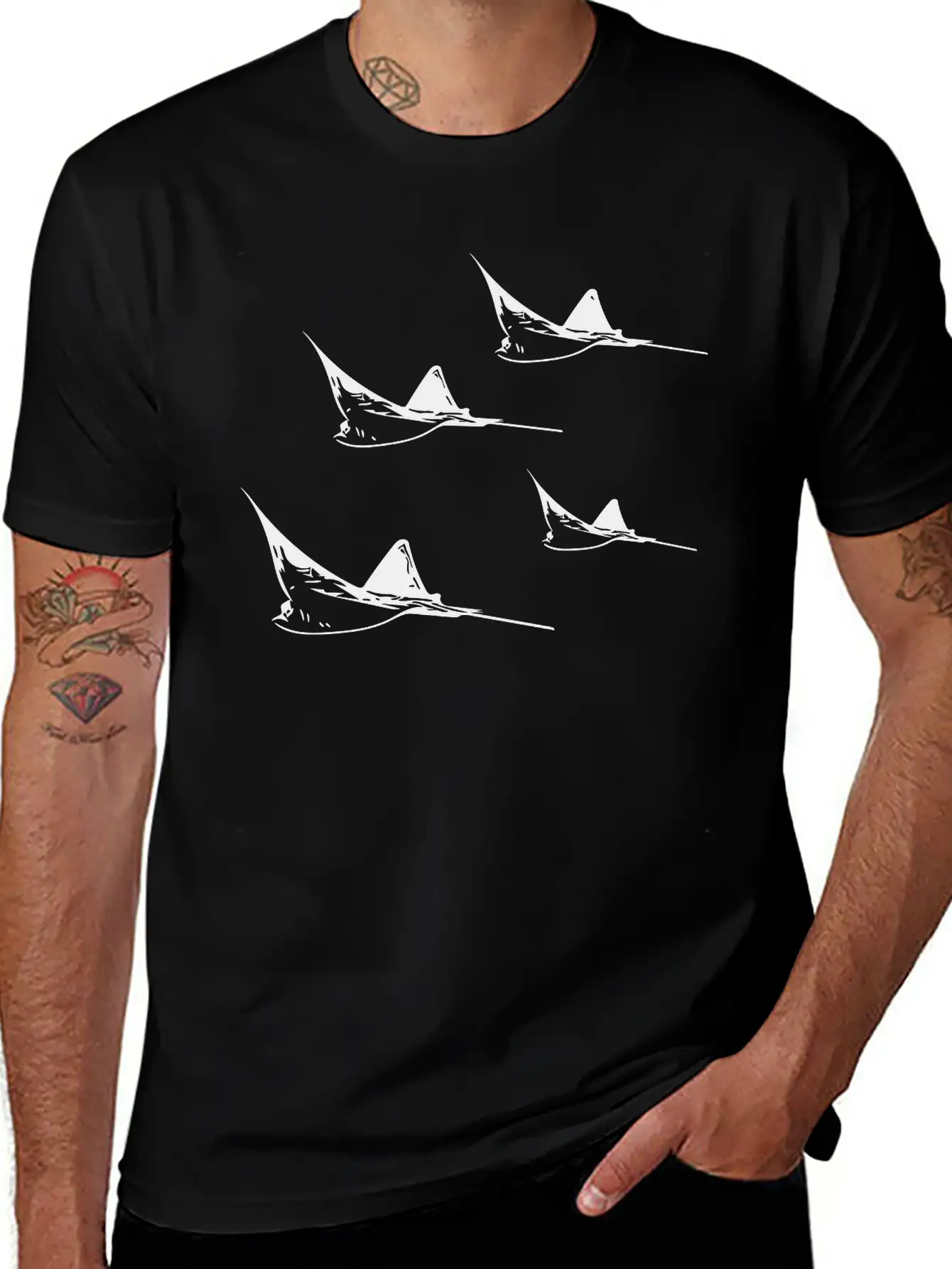 Eagle Ray Flight Formation Basic Graphic T-Shirt ¨C Daily Comfort In Soft Cotton
