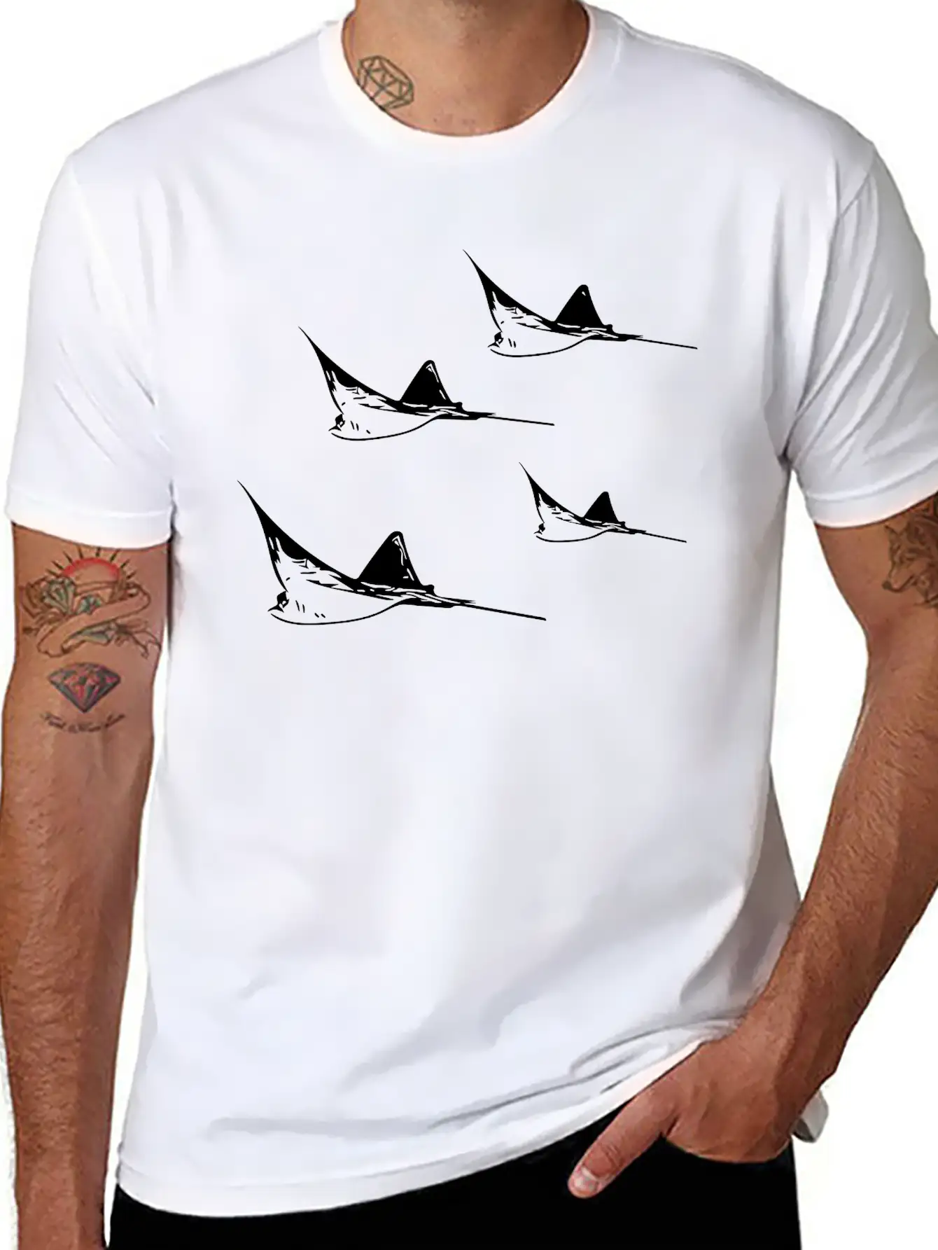 Eagle Ray Flight Formation Basic Graphic T-Shirt ¨C Daily Comfort In Soft Cotton