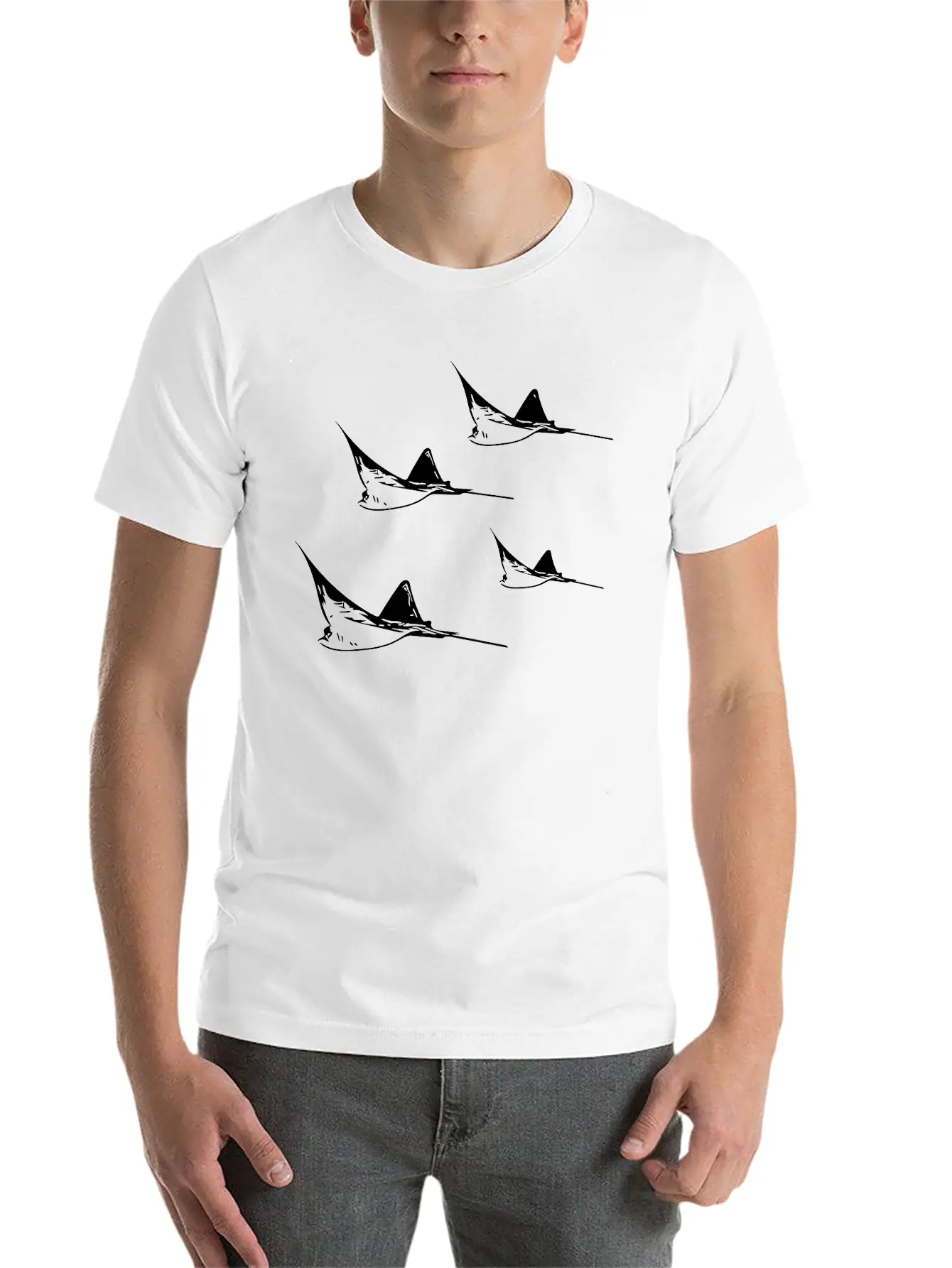 Eagle Ray Flight Formation Basic Graphic T-Shirt ¨C Daily Comfort In Soft Cotton