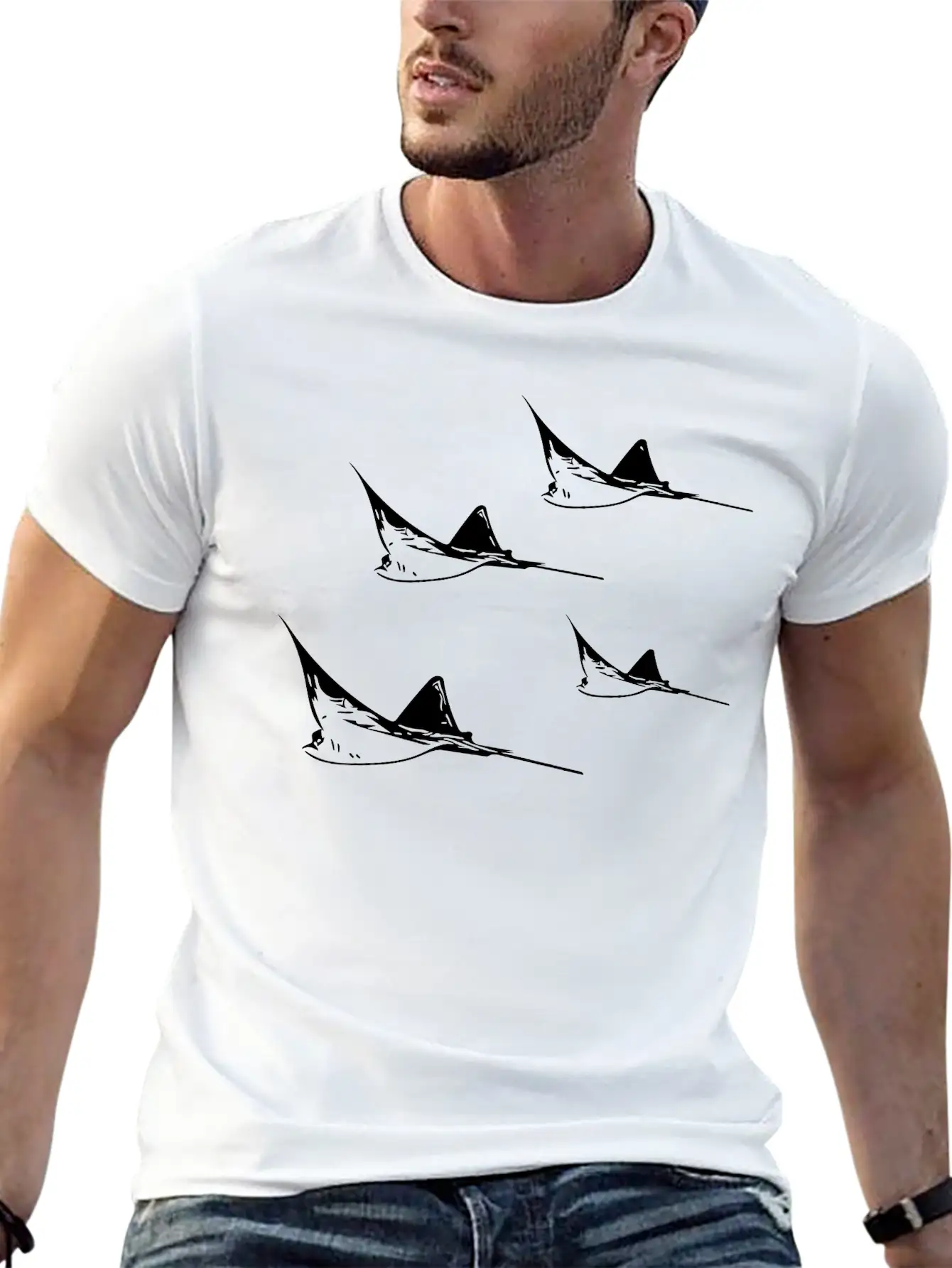Eagle Ray Flight Formation Basic Graphic T-Shirt ¨C Daily Comfort In Soft Cotton