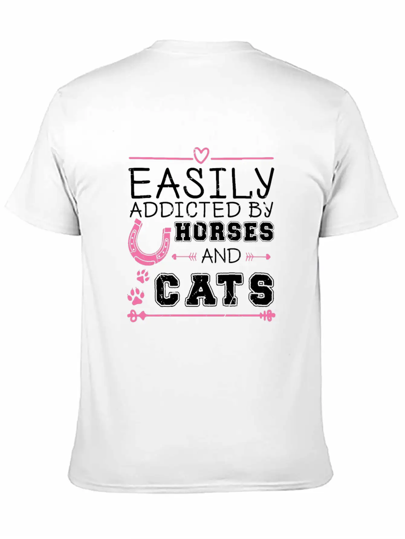 Easily Addicted By Horses And Cats Horse Lovers Basic Graphic T-Shirt ¨C Daily Comfort In Soft Cotton