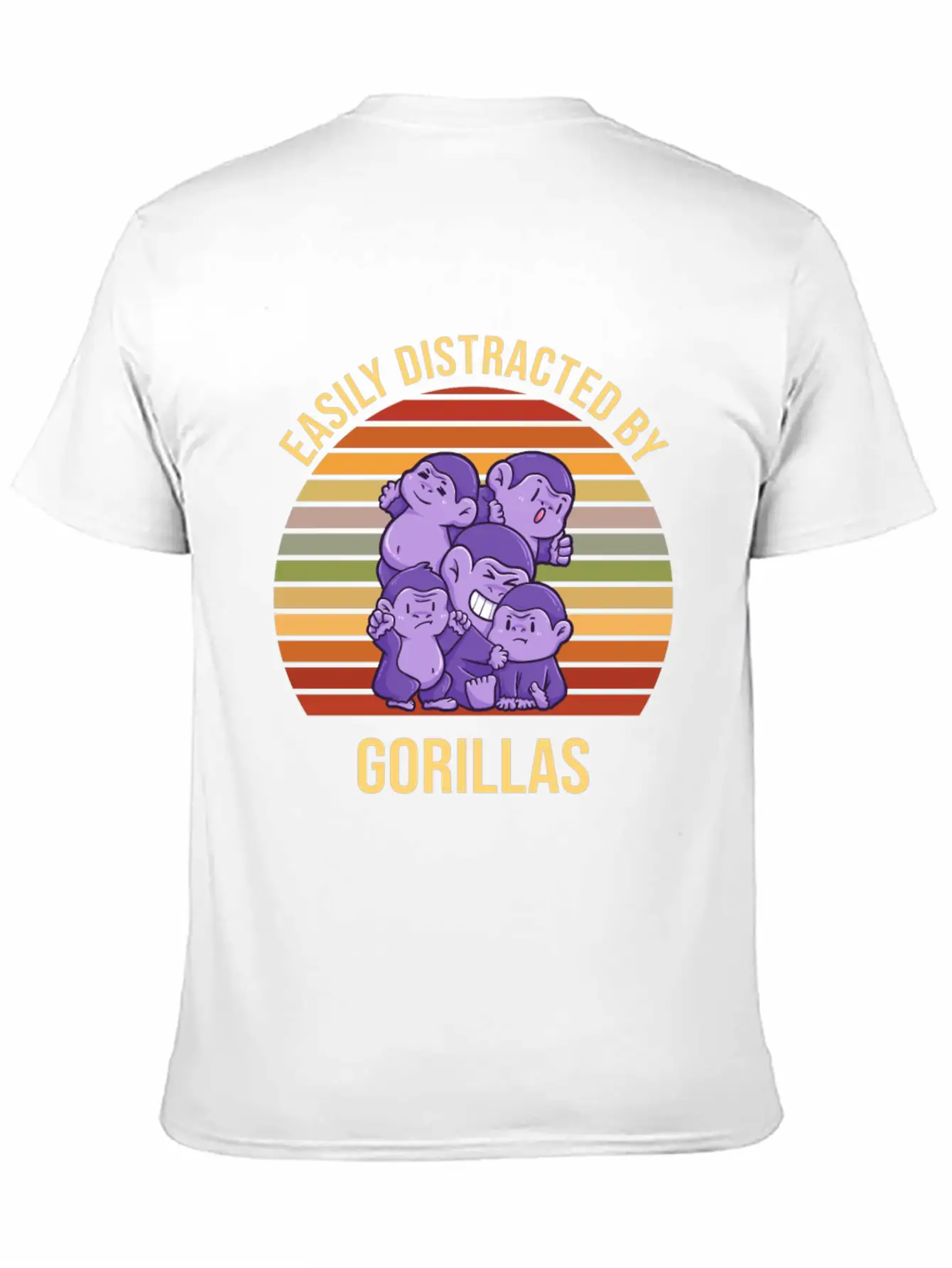 Easily Distracted By Gorillas Sunset Basic Graphic T-Shirt ¨C Daily Comfort In Soft Cotton