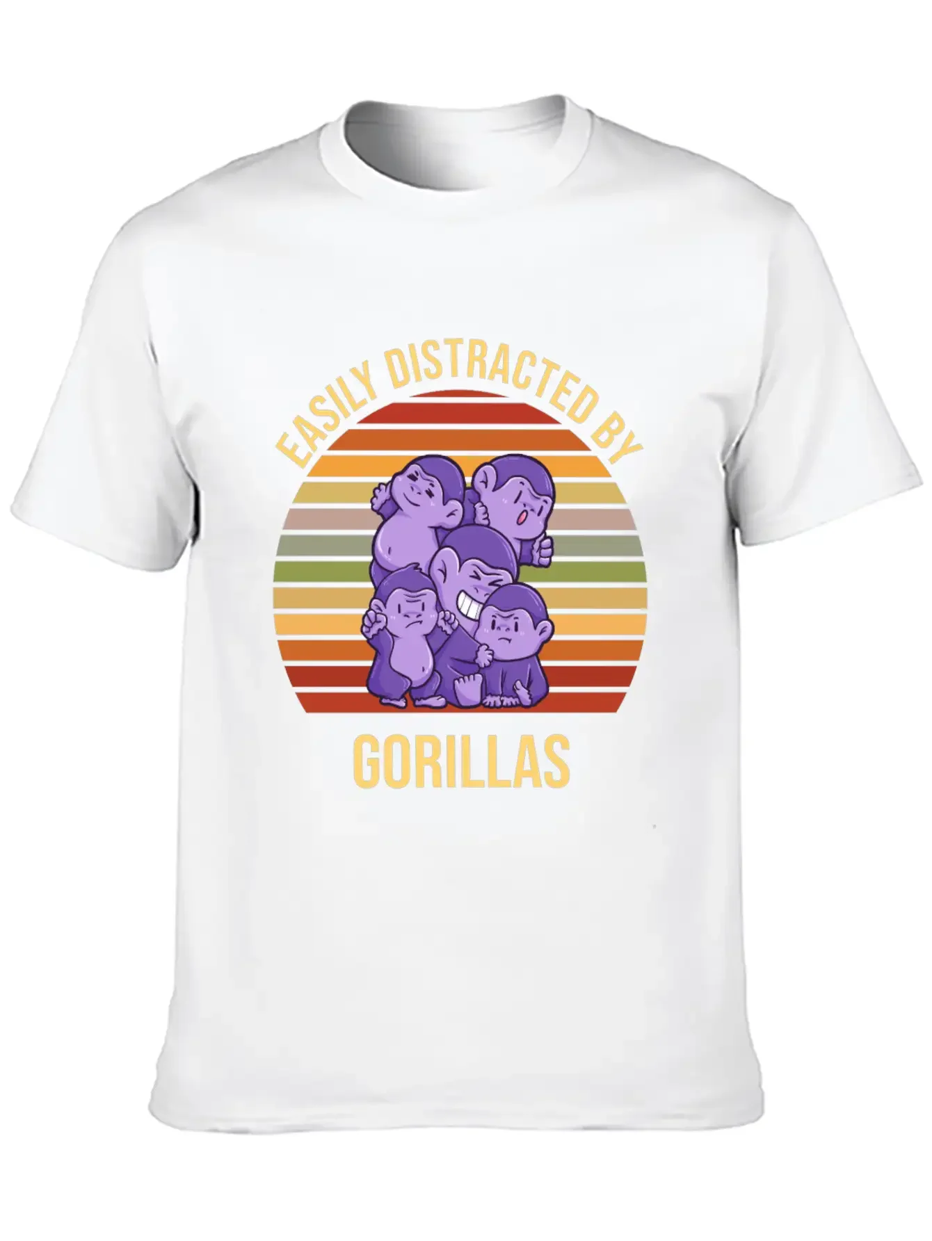 Easily Distracted By Gorillas Sunset Basic Graphic T-Shirt ¨C Daily Comfort In Soft Cotton