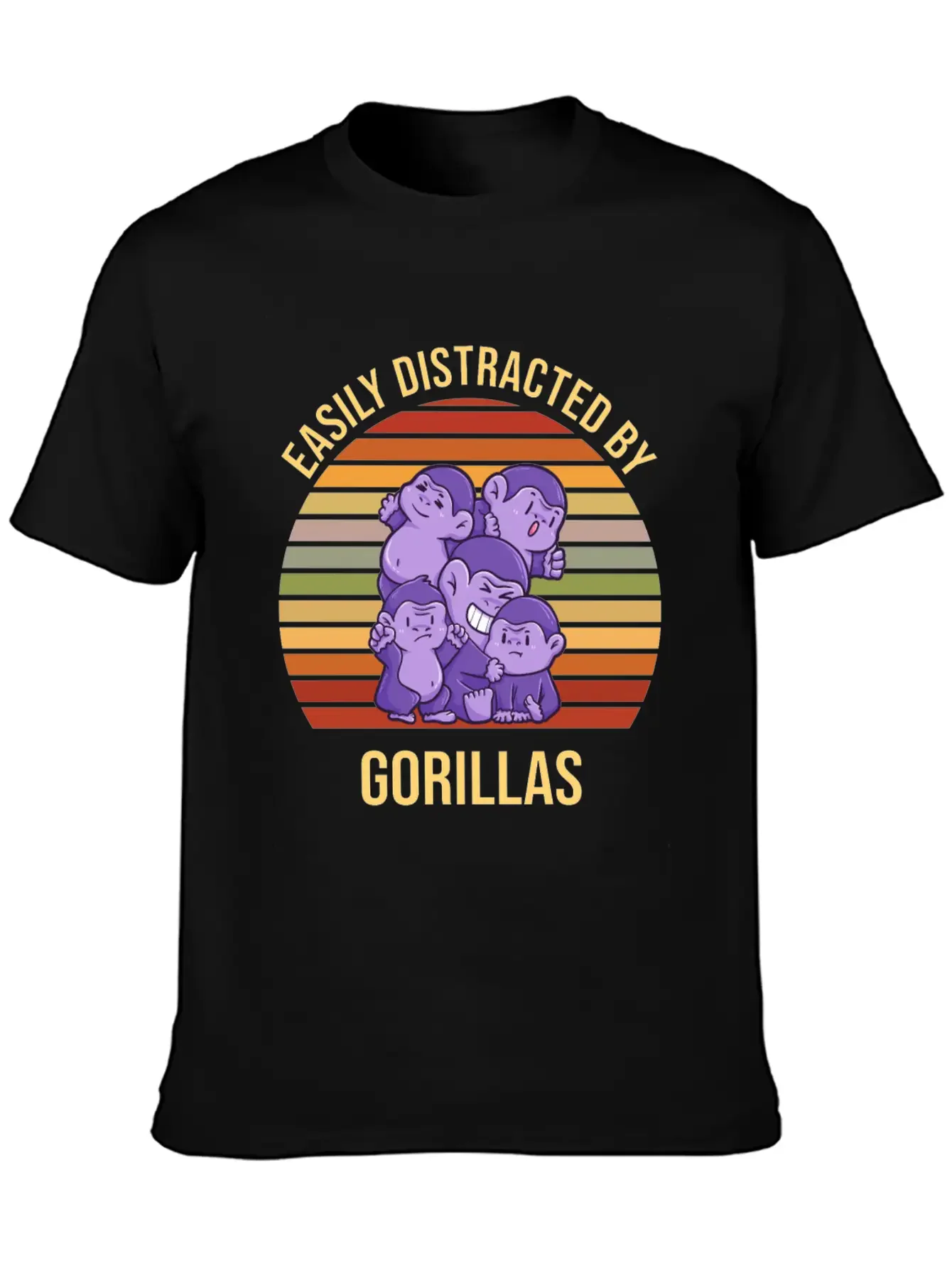 Easily Distracted By Gorillas Sunset Basic Graphic T-Shirt ¨C Daily Comfort In Soft Cotton