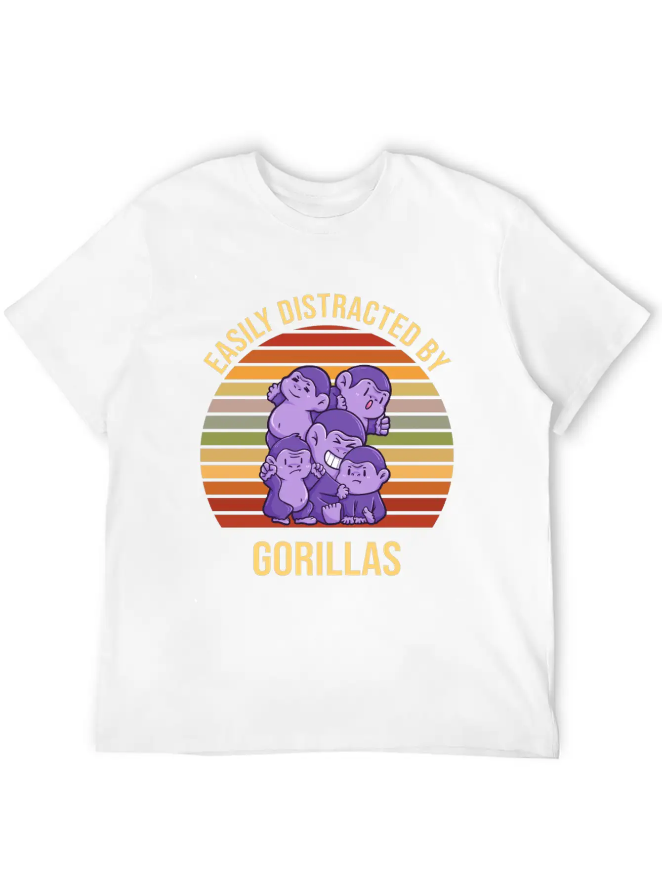 Easily Distracted By Gorillas Sunset Basic Graphic T-Shirt ¨C Daily Comfort In Soft Cotton